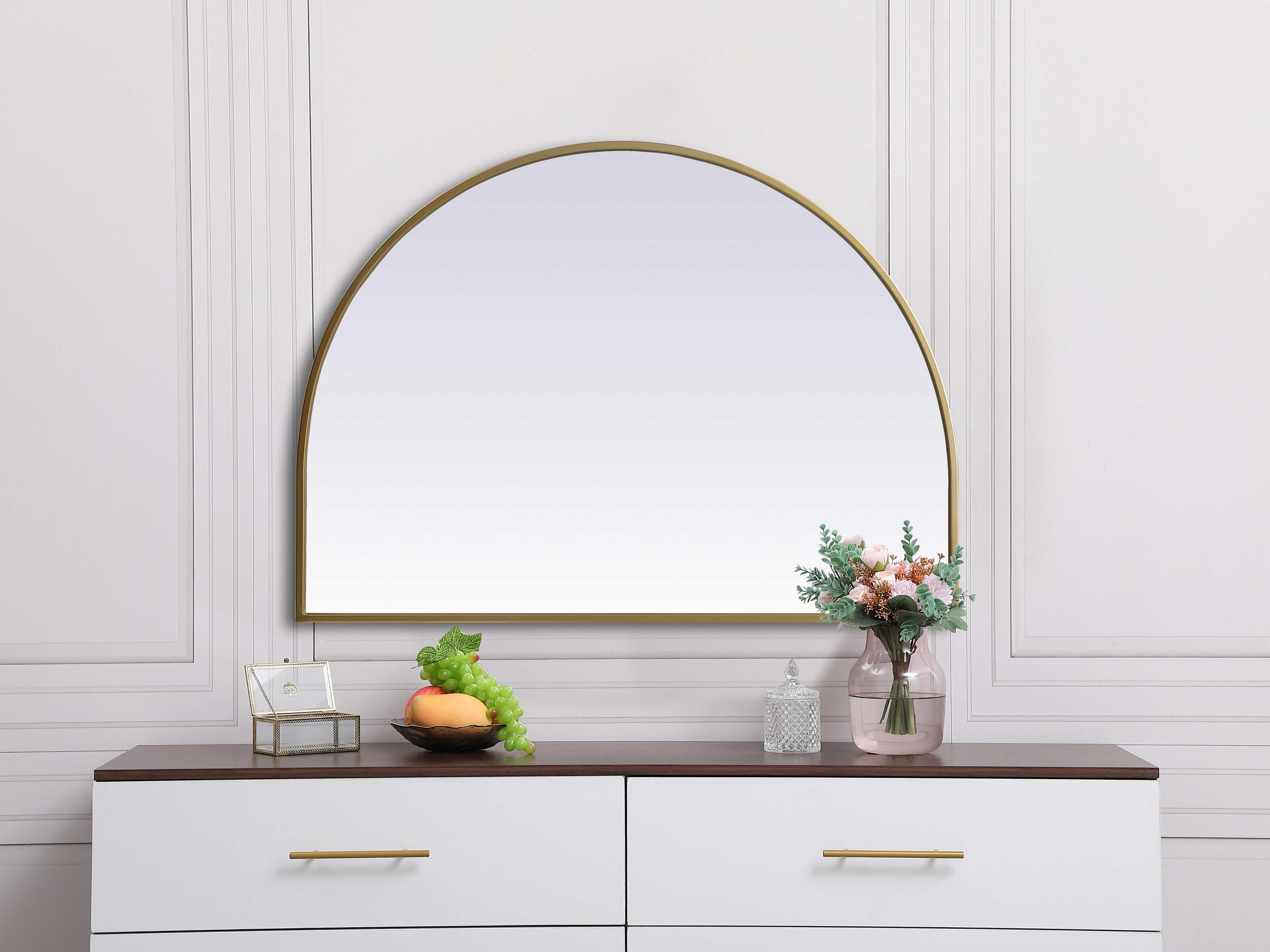 Elegant Lighting Ayra Brass Arch Wall Mirror