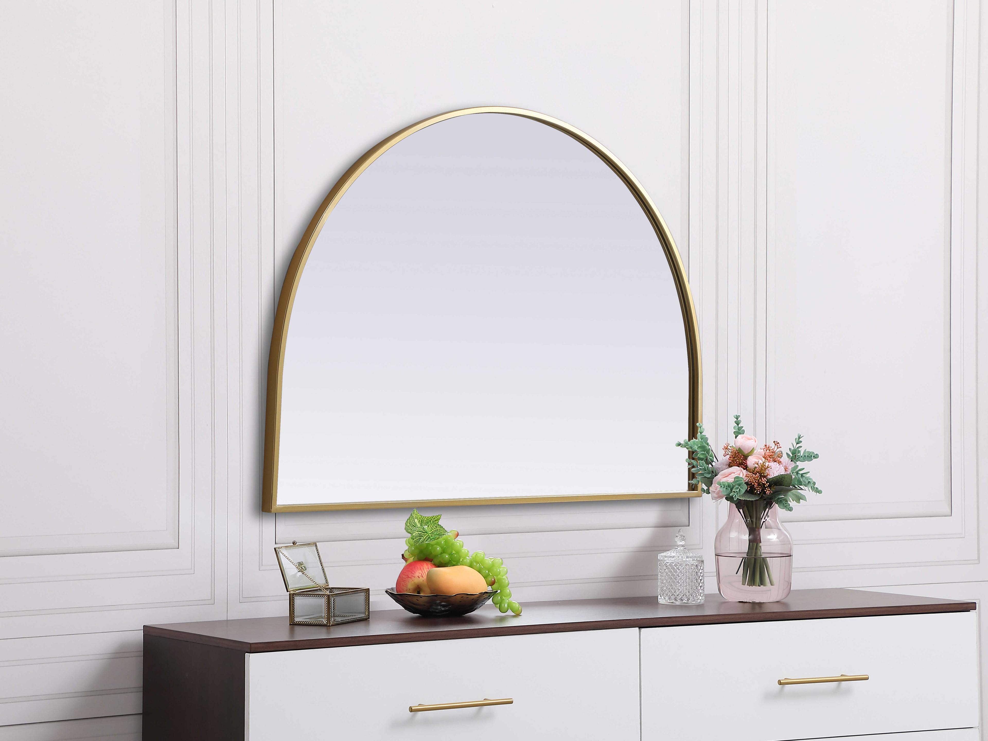 Elegant Lighting Ayra Brass Arch Wall Mirror
