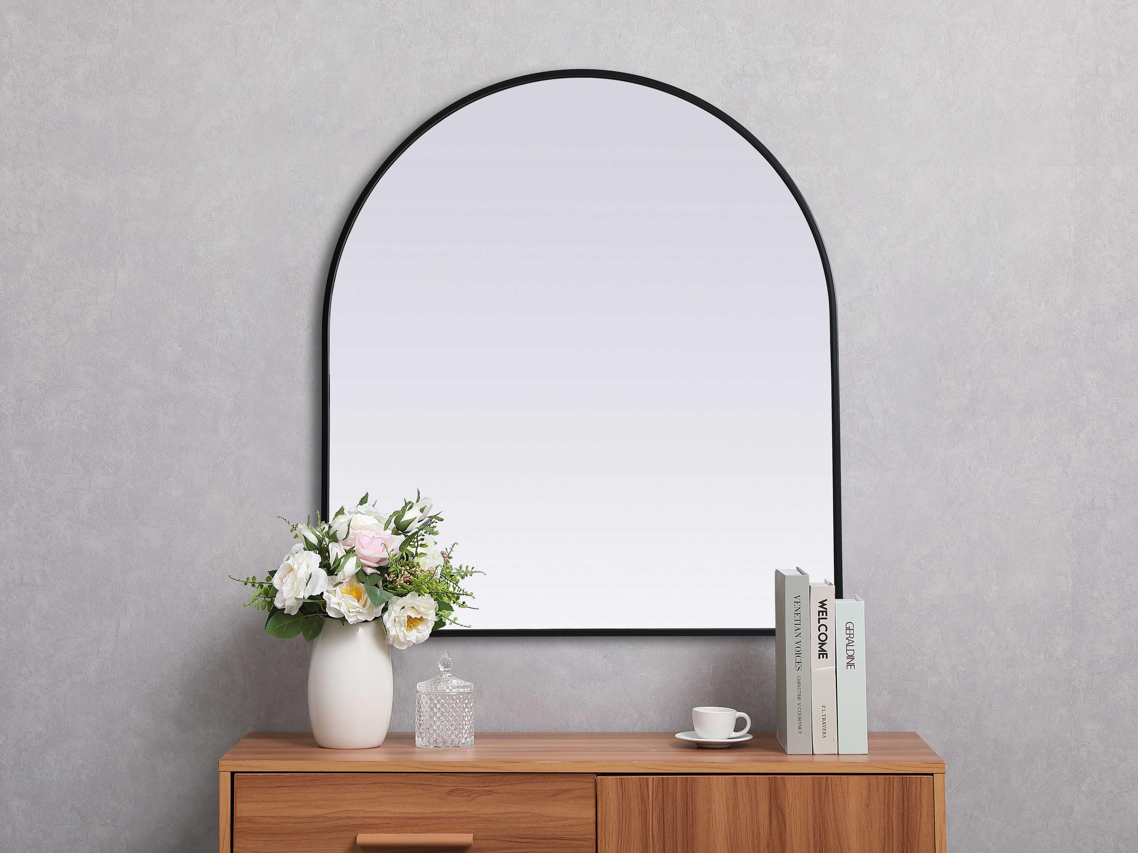Elegant Lighting Ayra Black Arch Wall Mirror