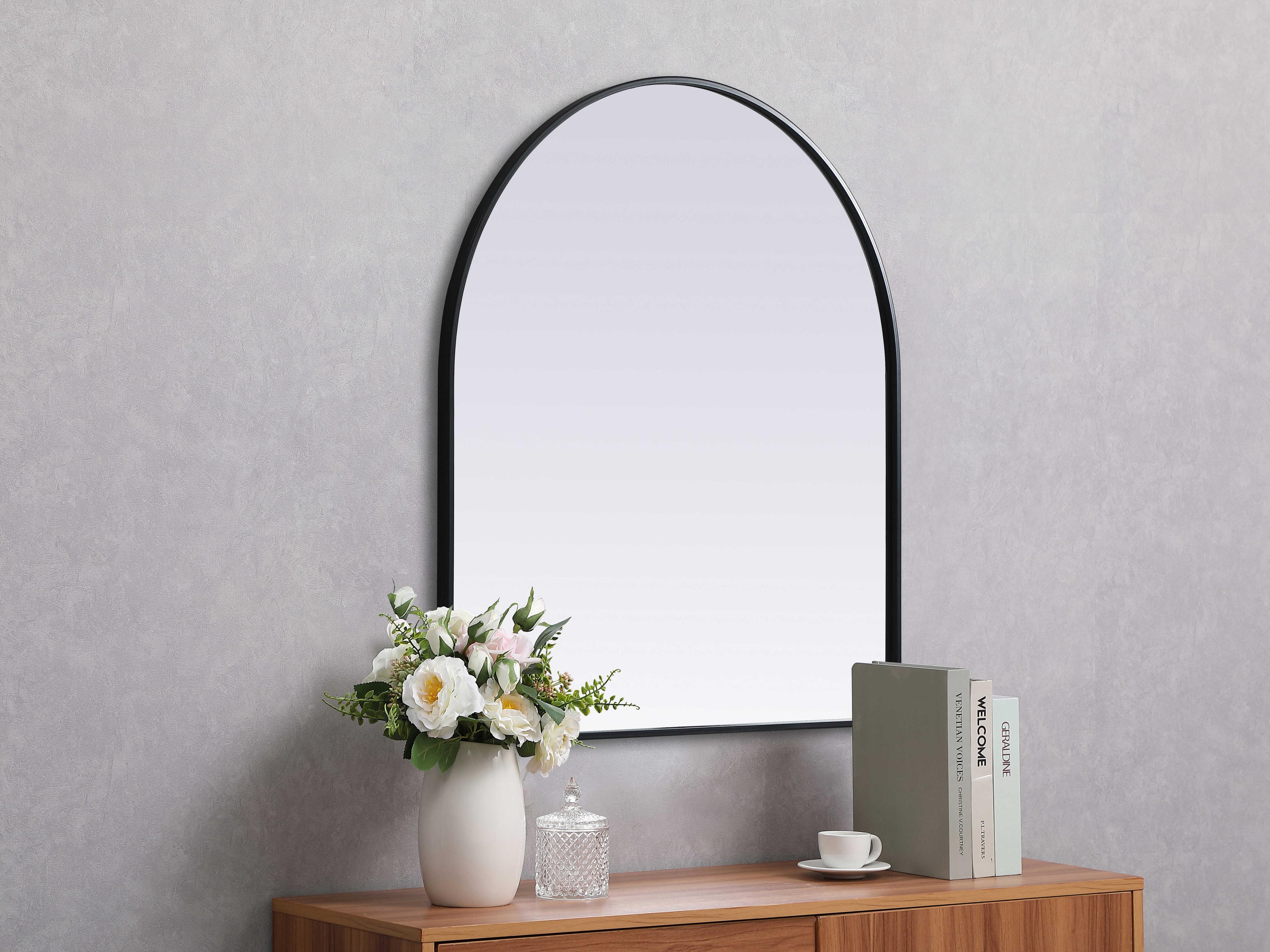 Elegant Lighting Ayra Black Arch Wall Mirror