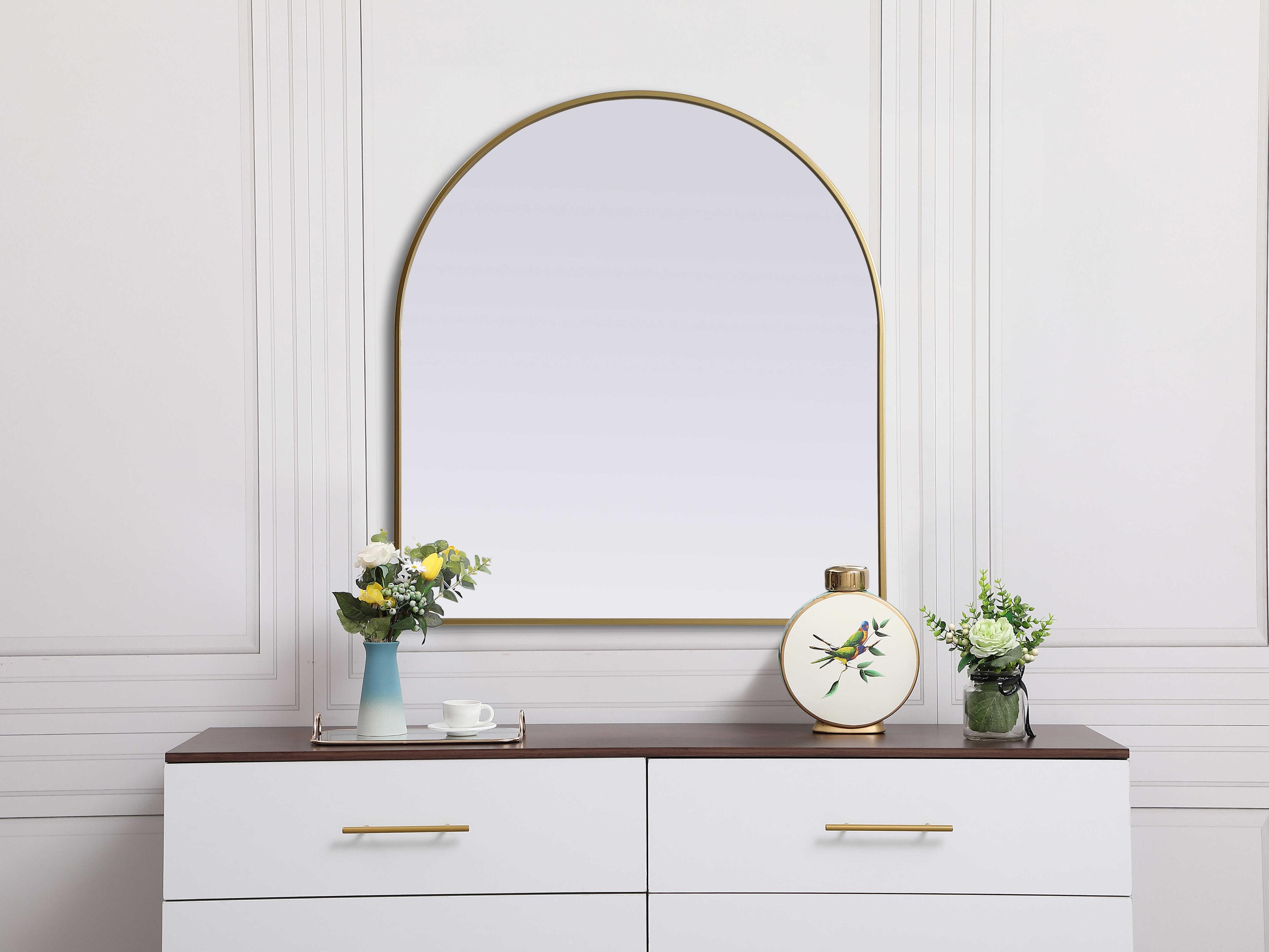 Elegant Lighting Ayra Brass Arch Wall Mirror