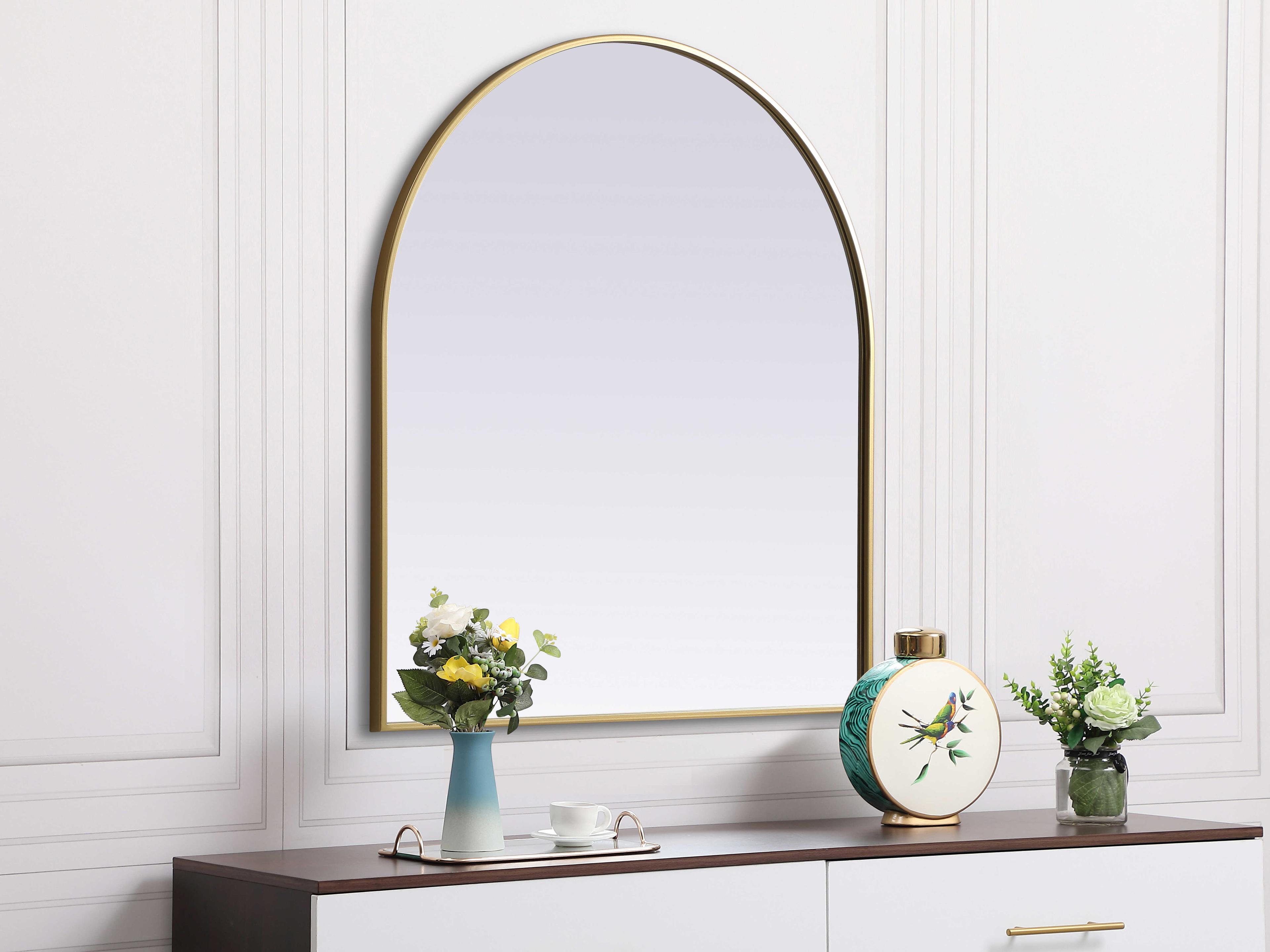Elegant Lighting Ayra Brass Arch Wall Mirror