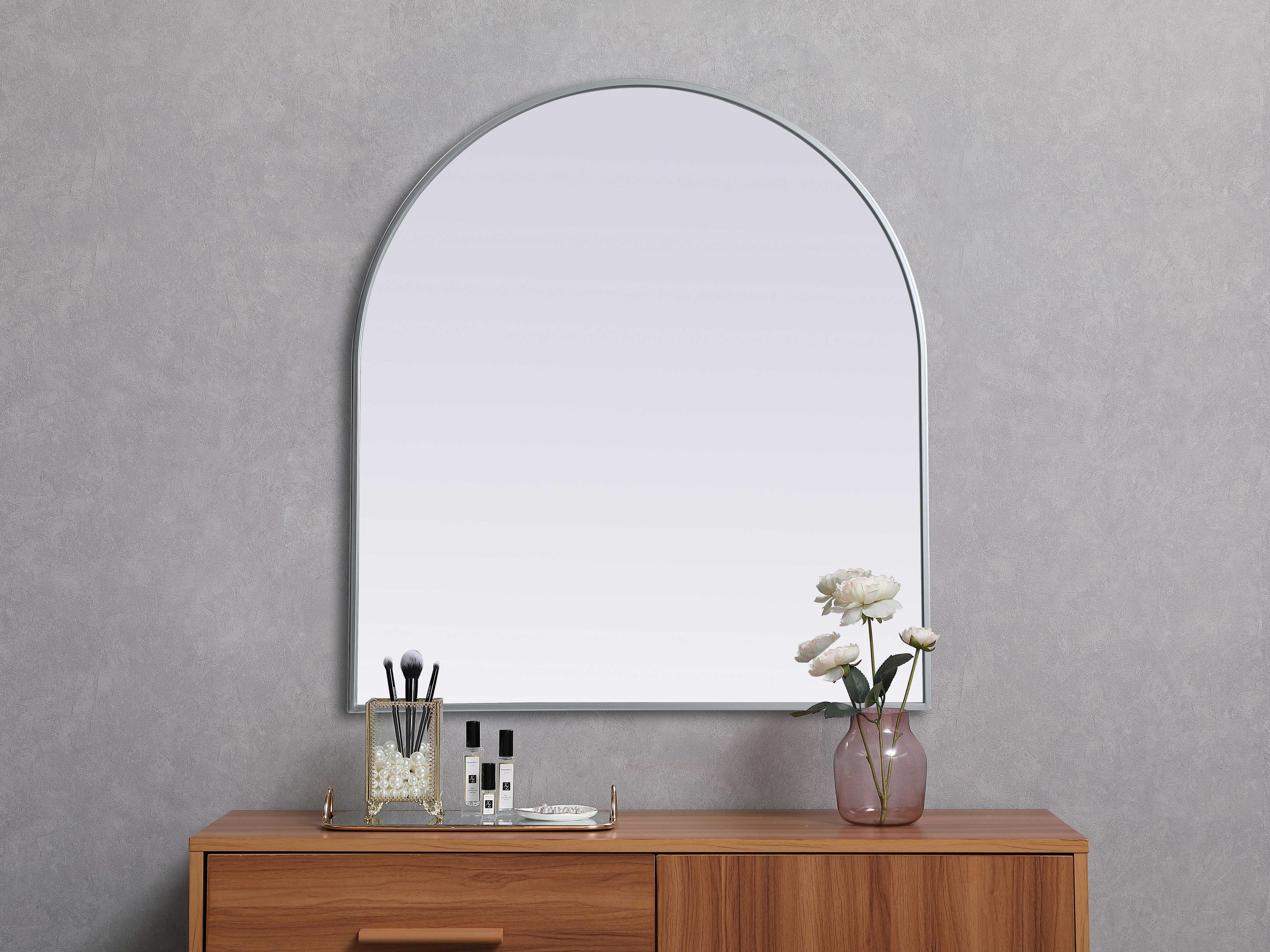 Elegant Lighting Ayra Silver Arch Wall Mirror