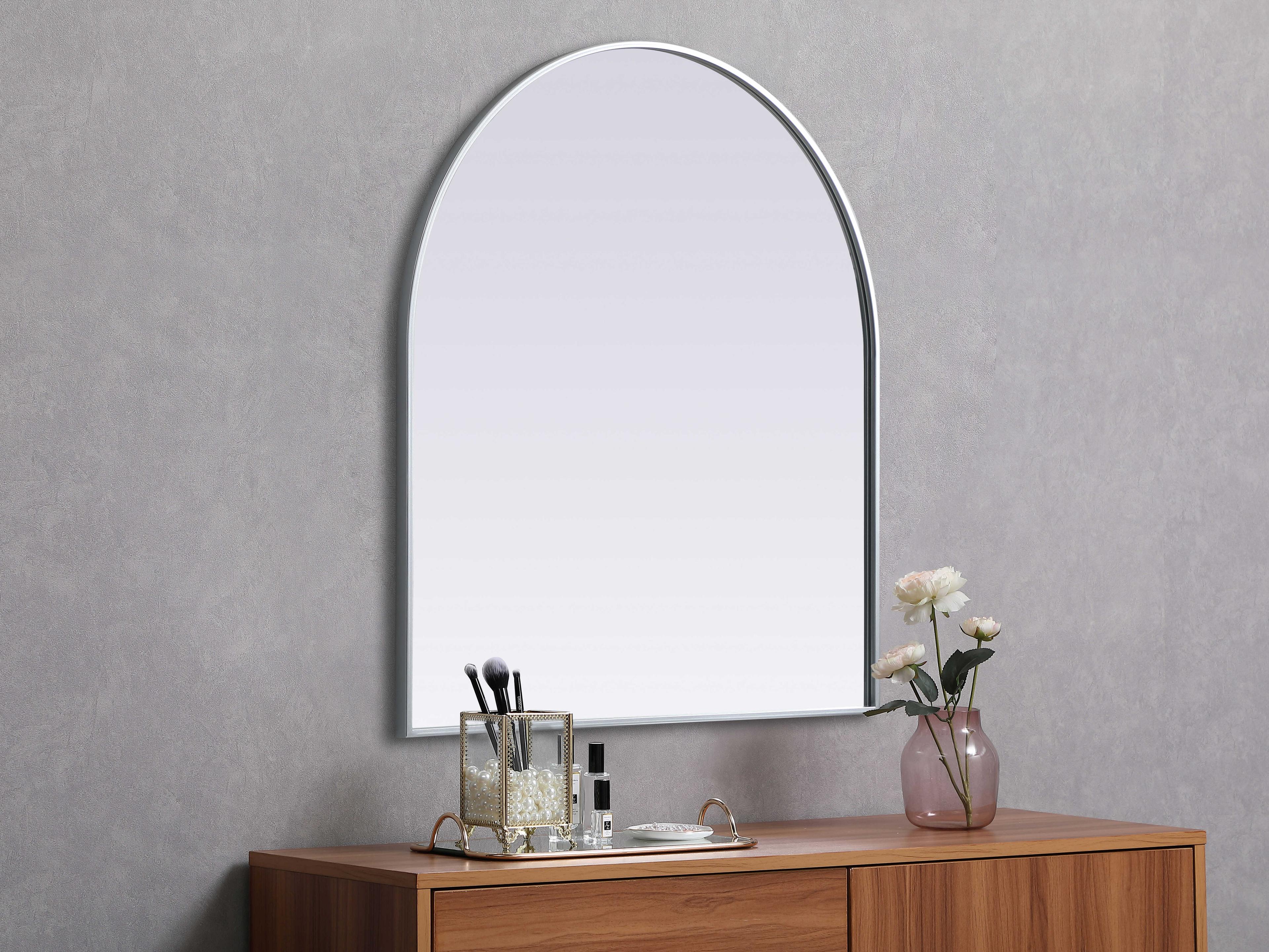 Elegant Lighting Ayra Silver Arch Wall Mirror