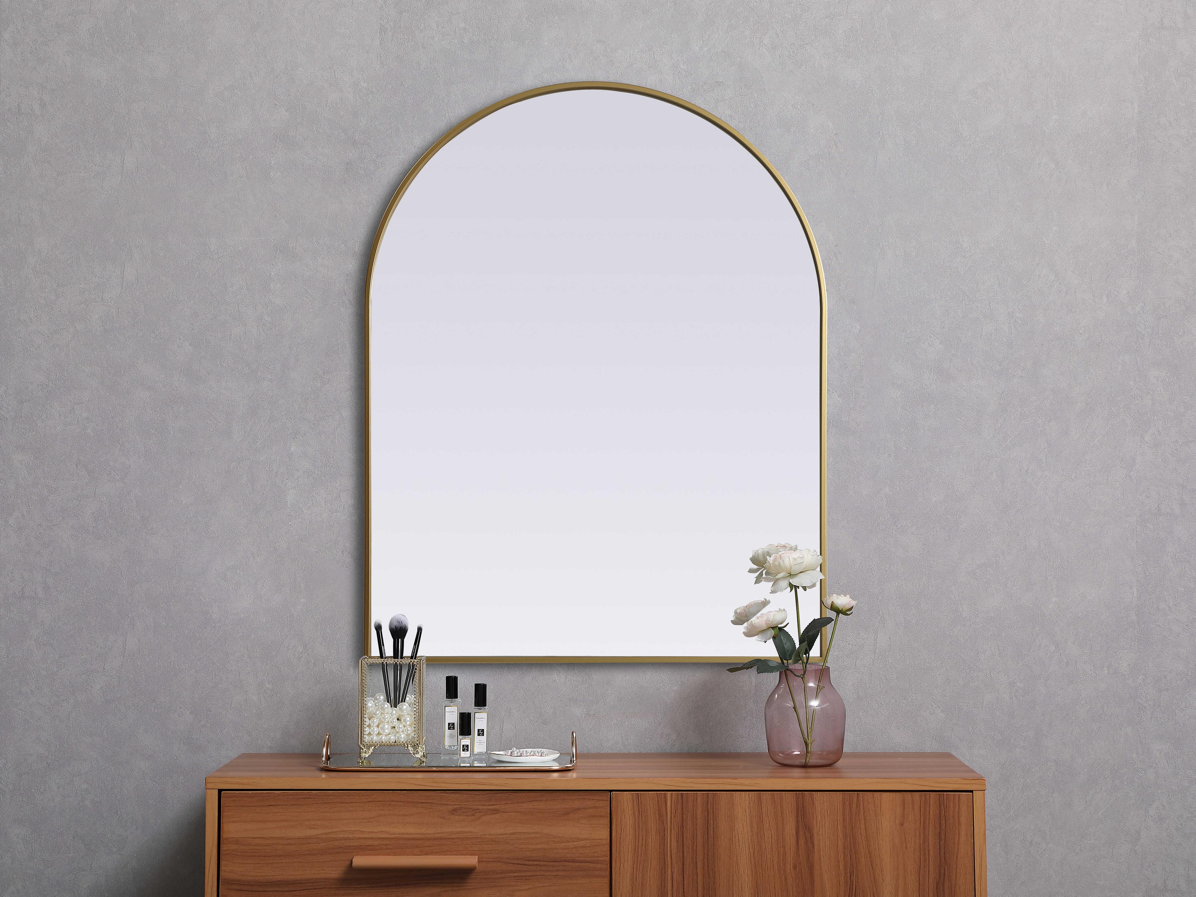 Elegant Lighting Ayra Brass Arch Wall Mirror