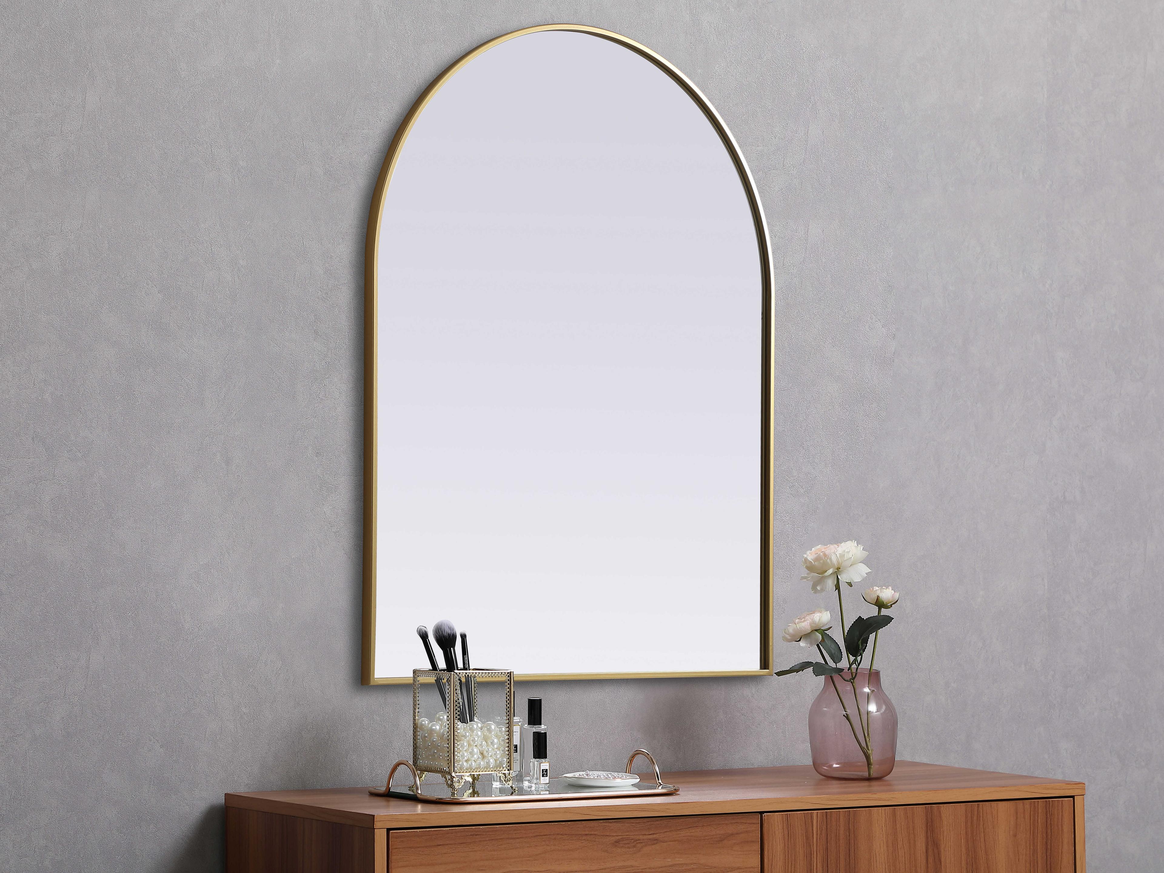 Elegant Lighting Ayra Brass Arch Wall Mirror