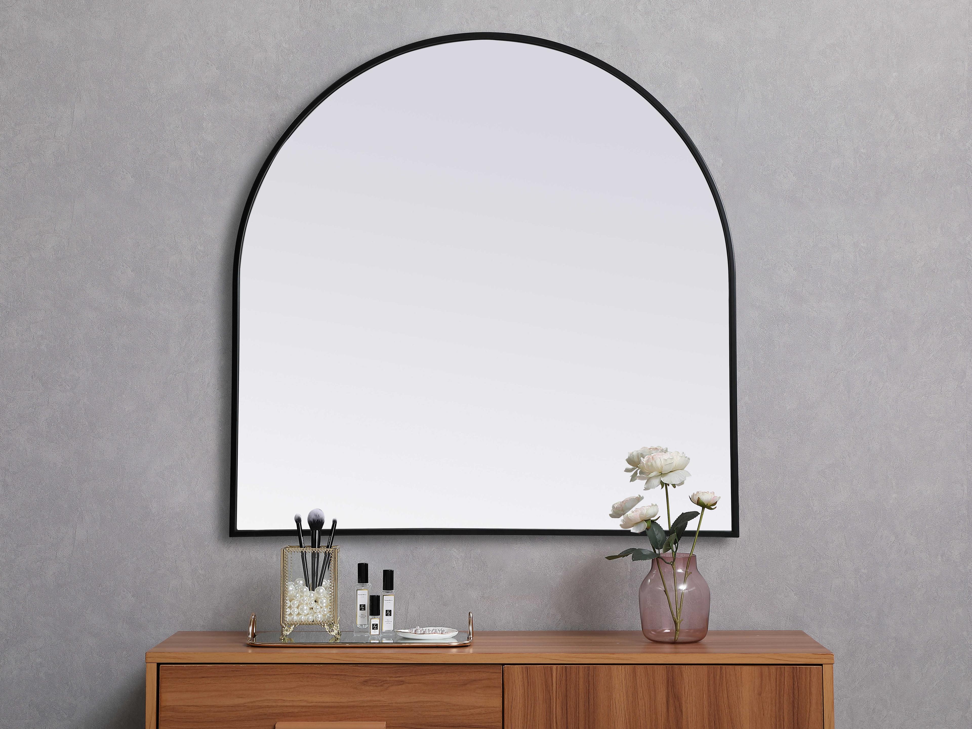 Elegant Lighting Ayra Black Arch Wall Mirror