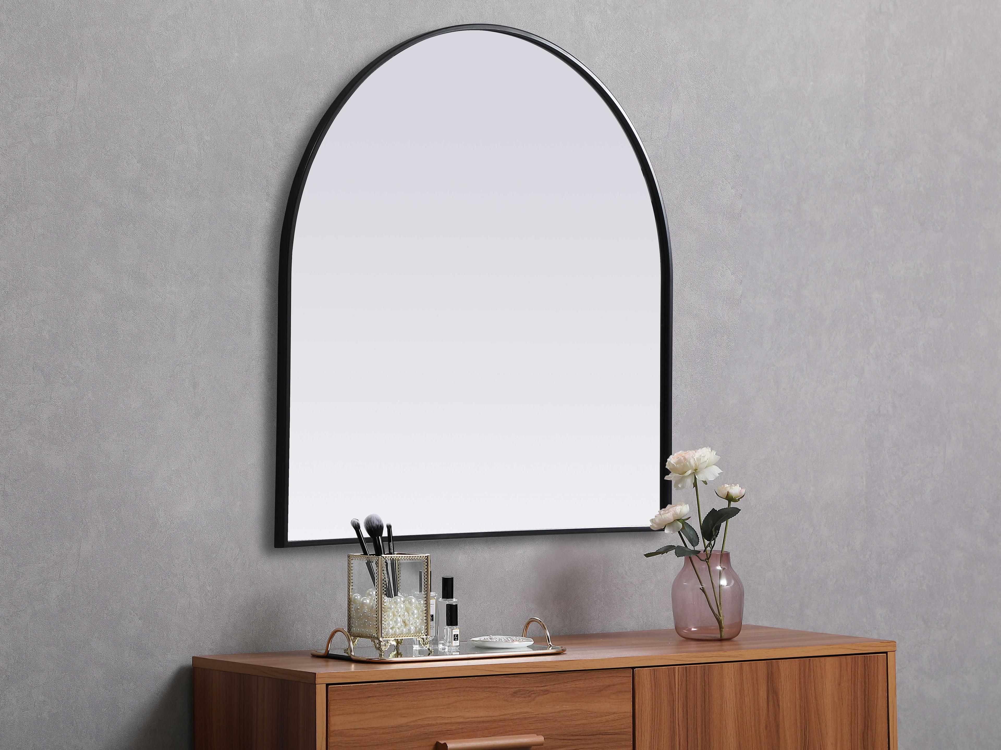 Elegant Lighting Ayra Black Arch Wall Mirror