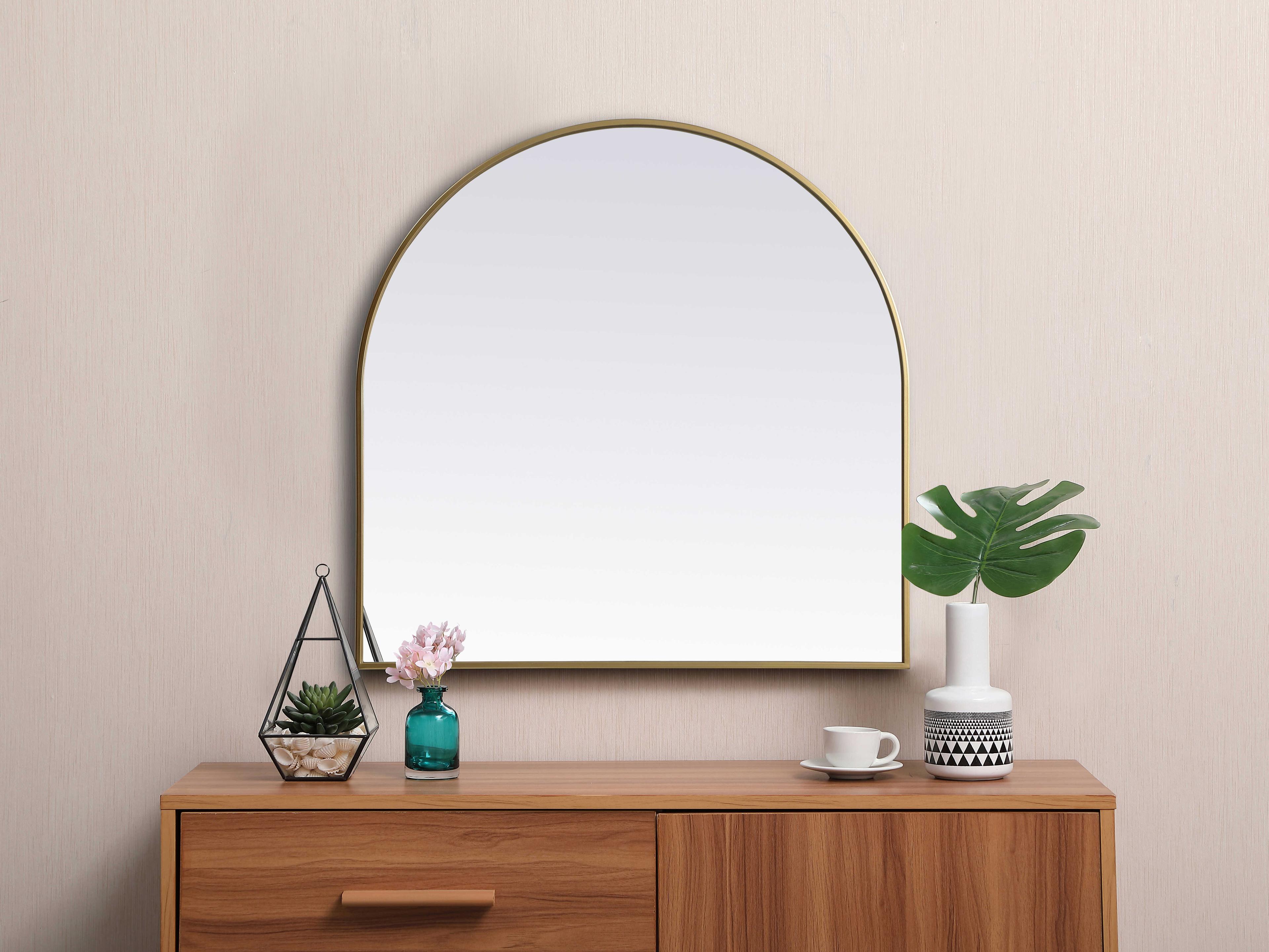 Elegant Lighting Ayra Brass Arch Wall Mirror