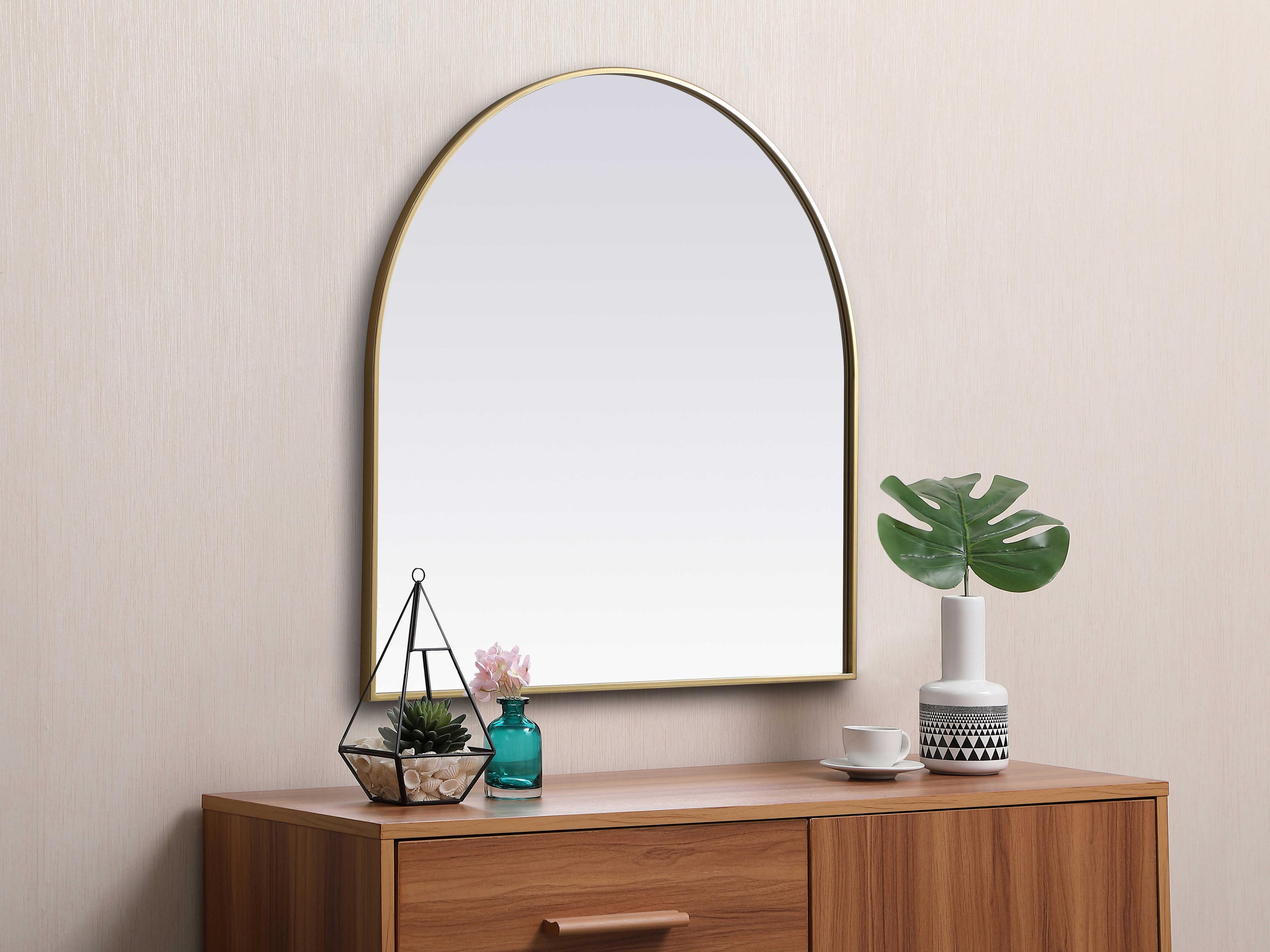 Elegant Lighting Ayra Brass Arch Wall Mirror