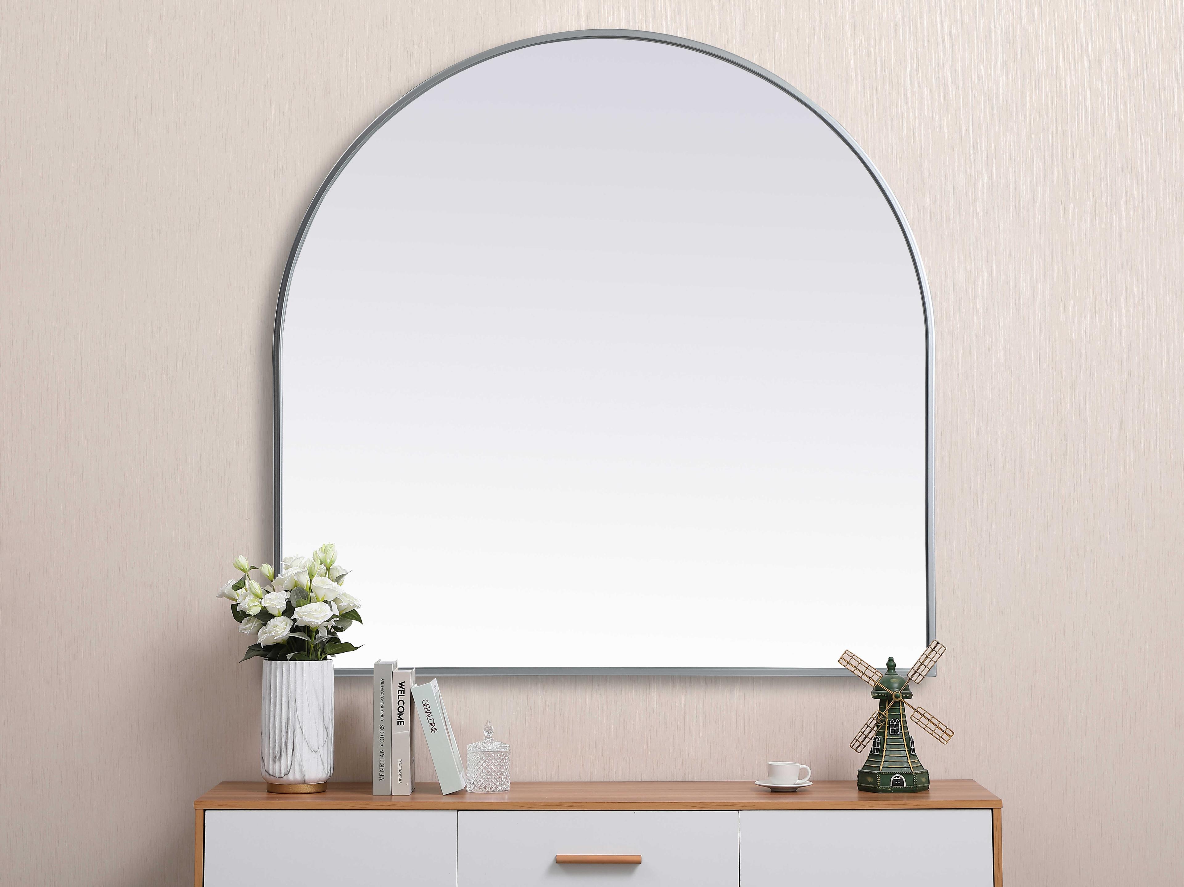 Elegant Lighting Ayra Silver Arch Wall Mirror