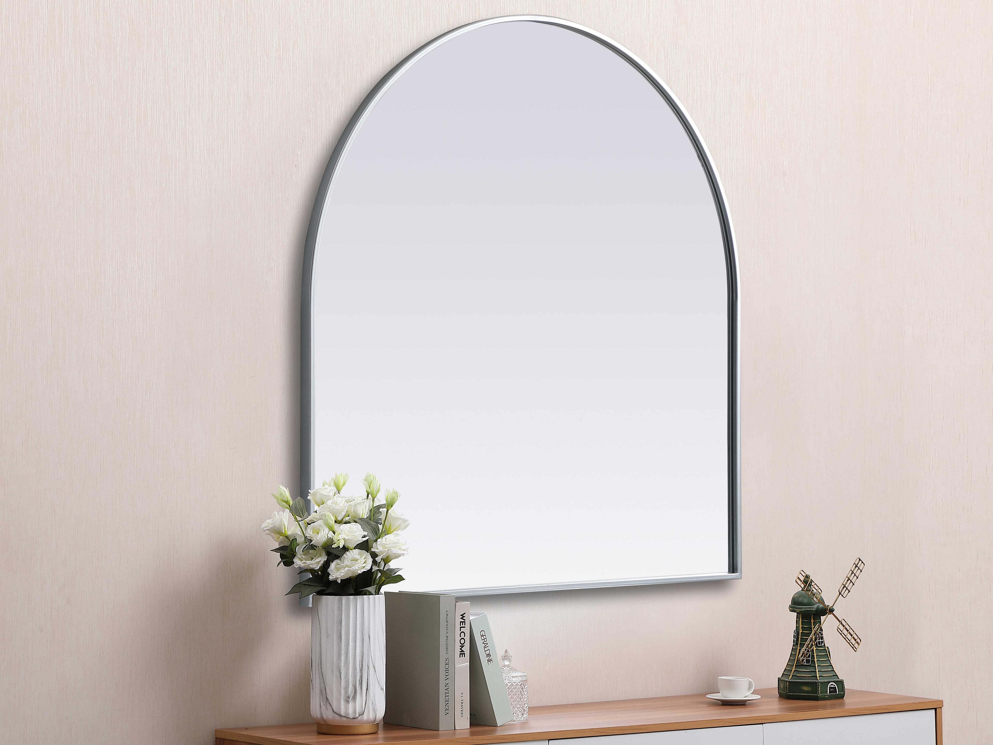 Elegant Lighting Ayra Silver Arch Wall Mirror