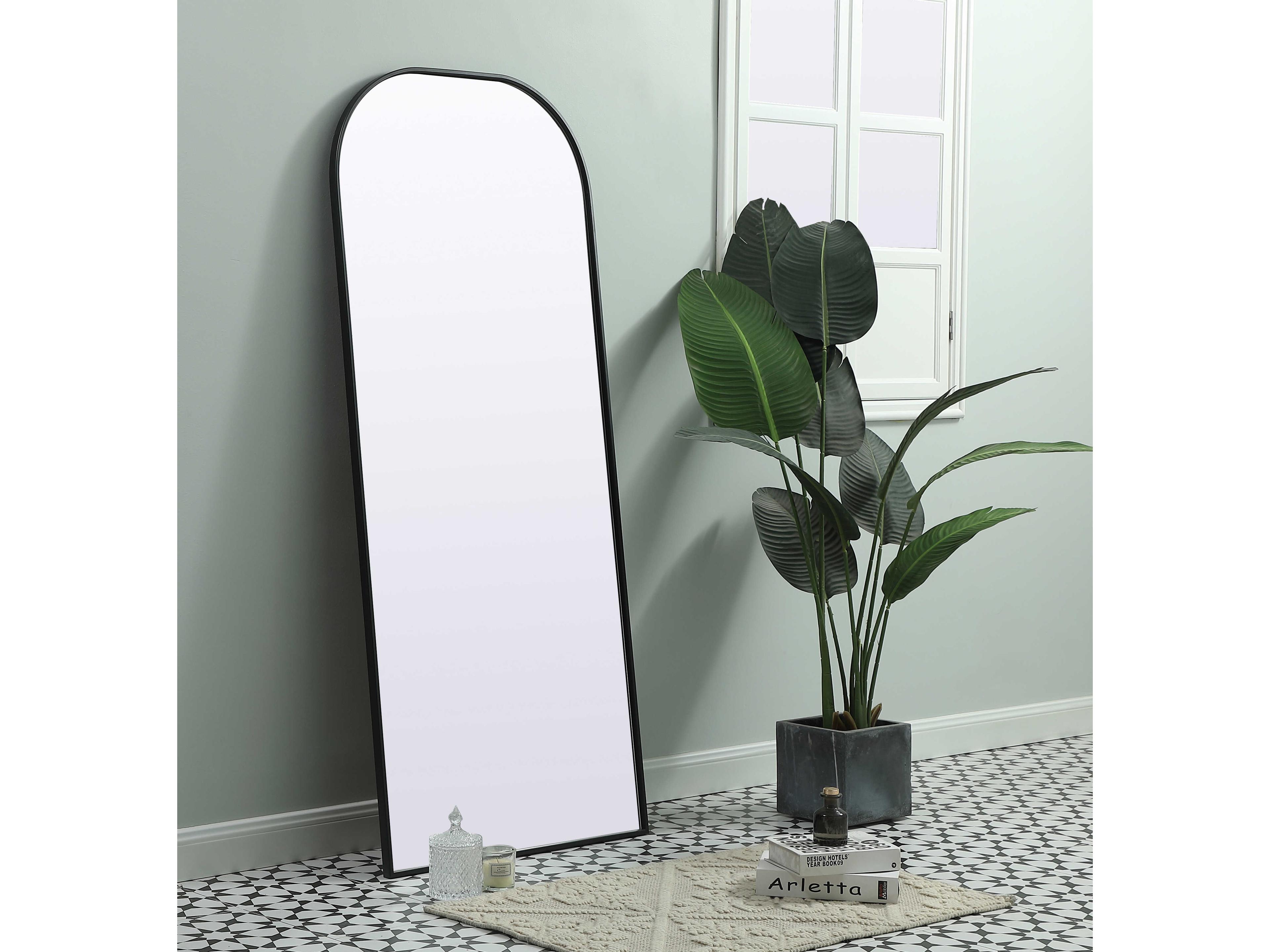Elegant Lighting Blaire Black Arch Floor Mirror