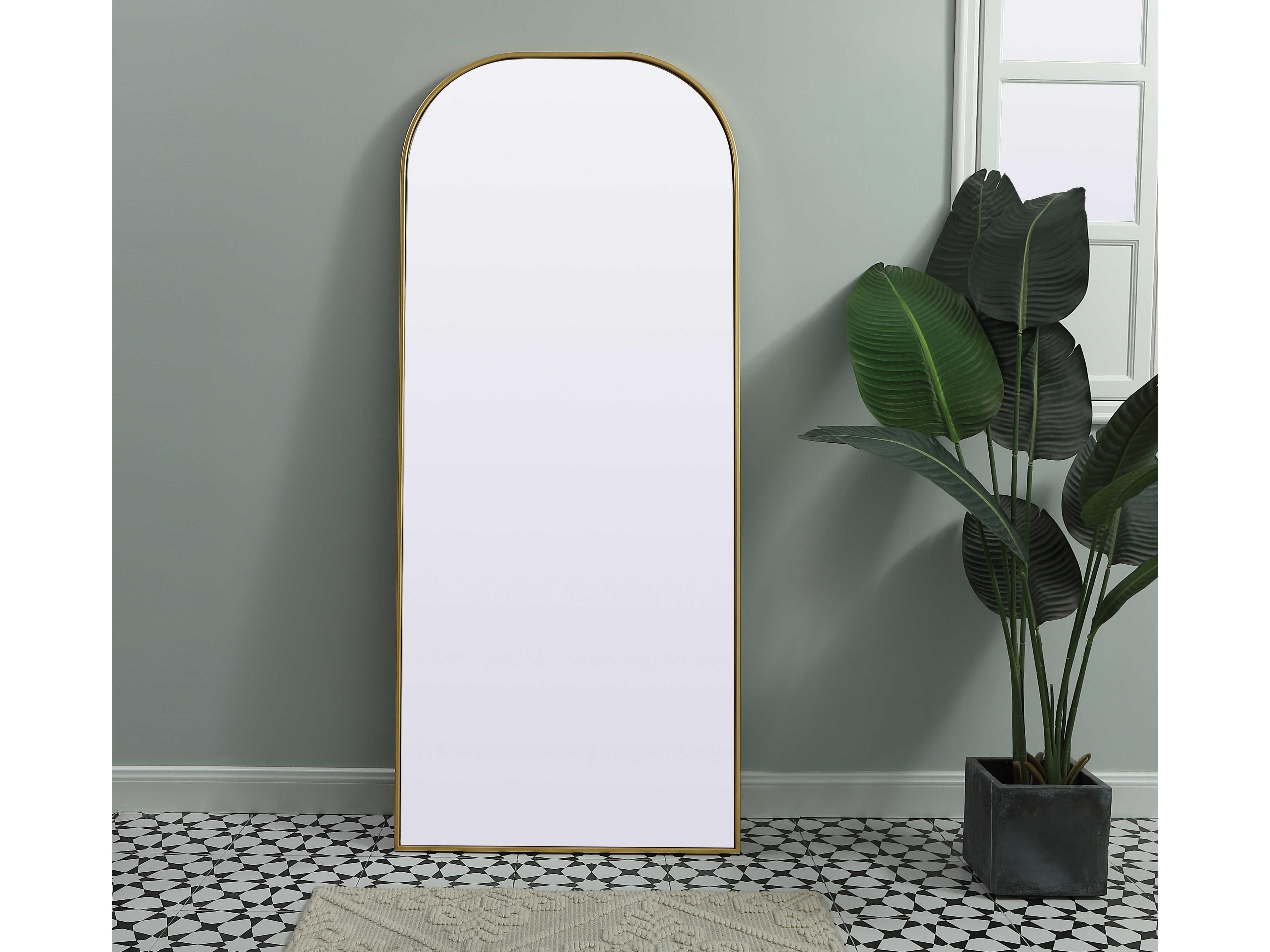 Elegant Lighting Blaire Brass Arch Floor Mirror