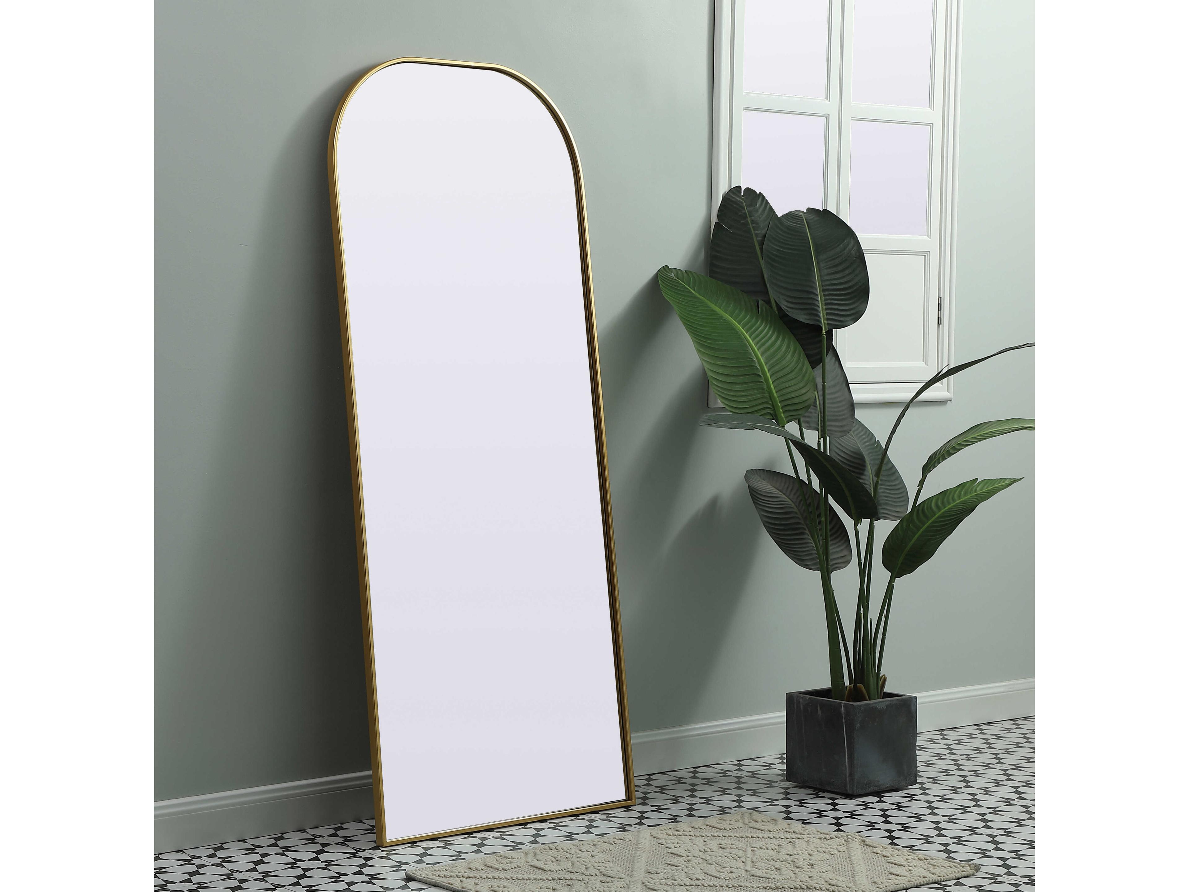 Elegant Lighting Blaire Brass Arch Floor Mirror