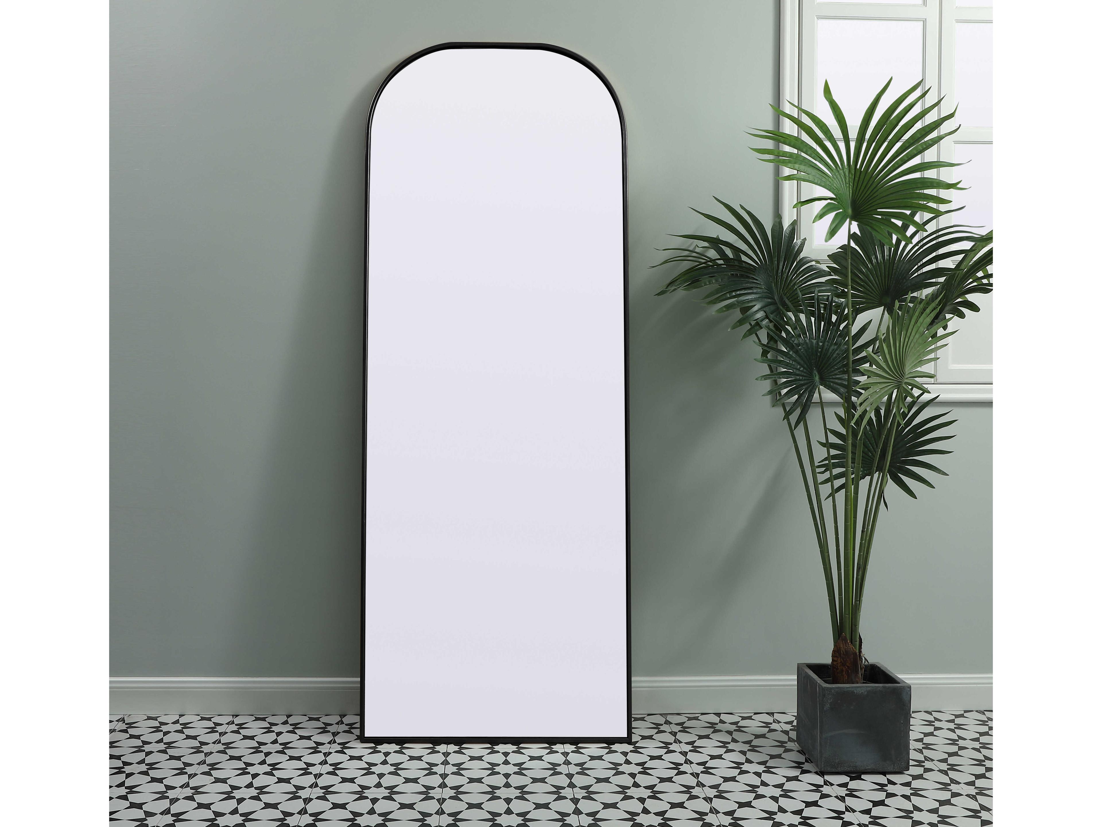 Elegant Lighting Blaire Black Arch Floor Mirror