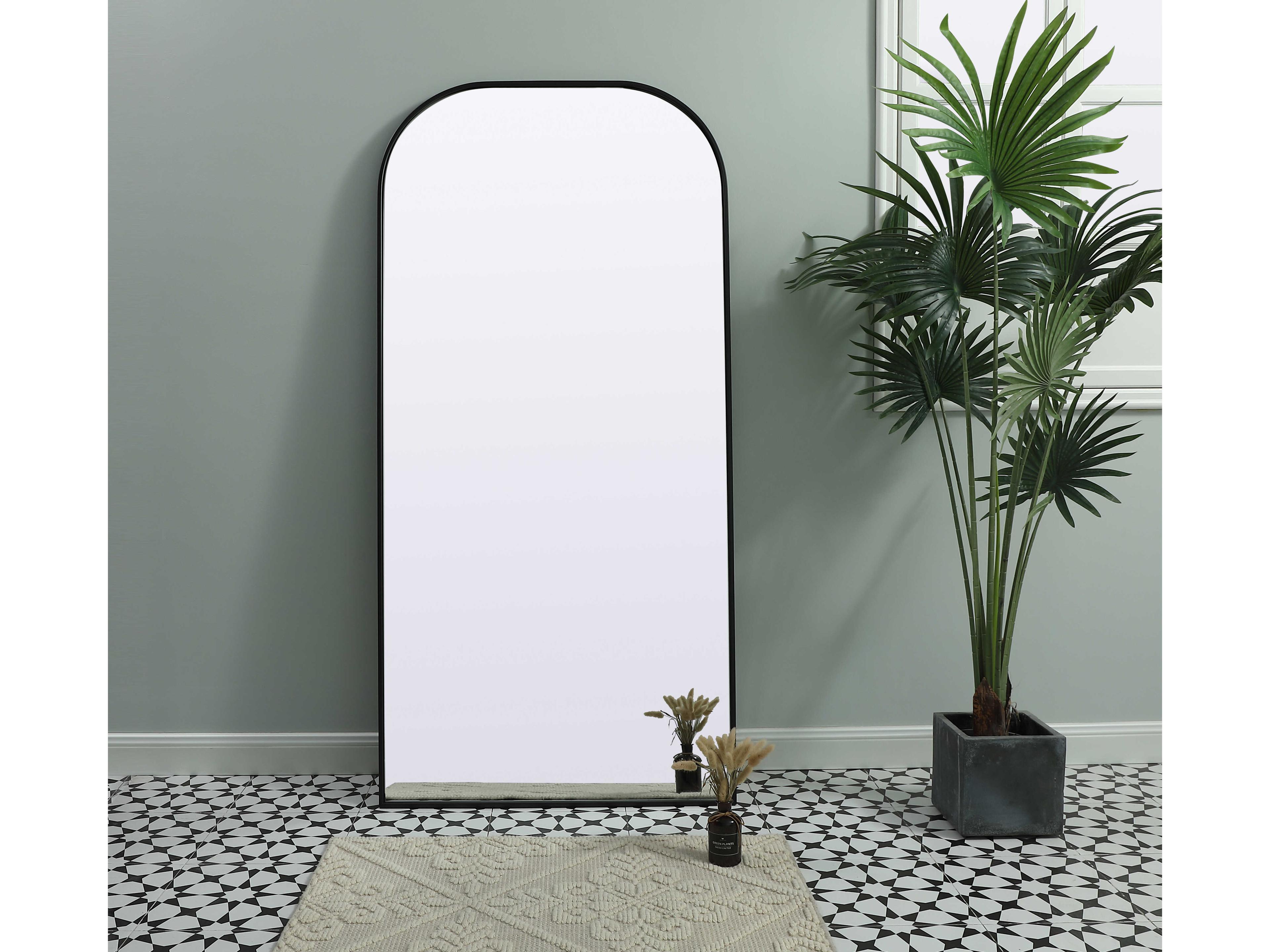 Elegant Lighting Blaire Black Arch Floor Mirror