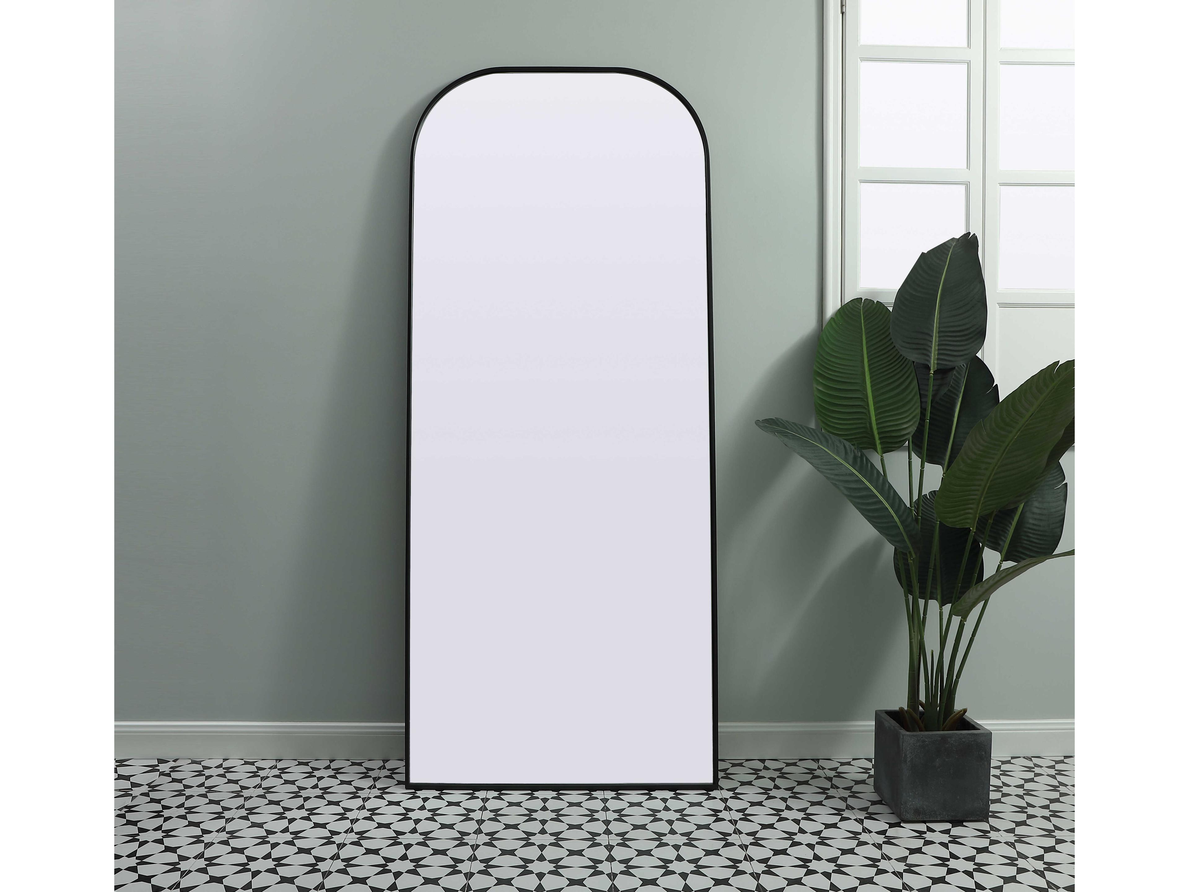 Elegant Lighting Blaire Black Arch Floor Mirror