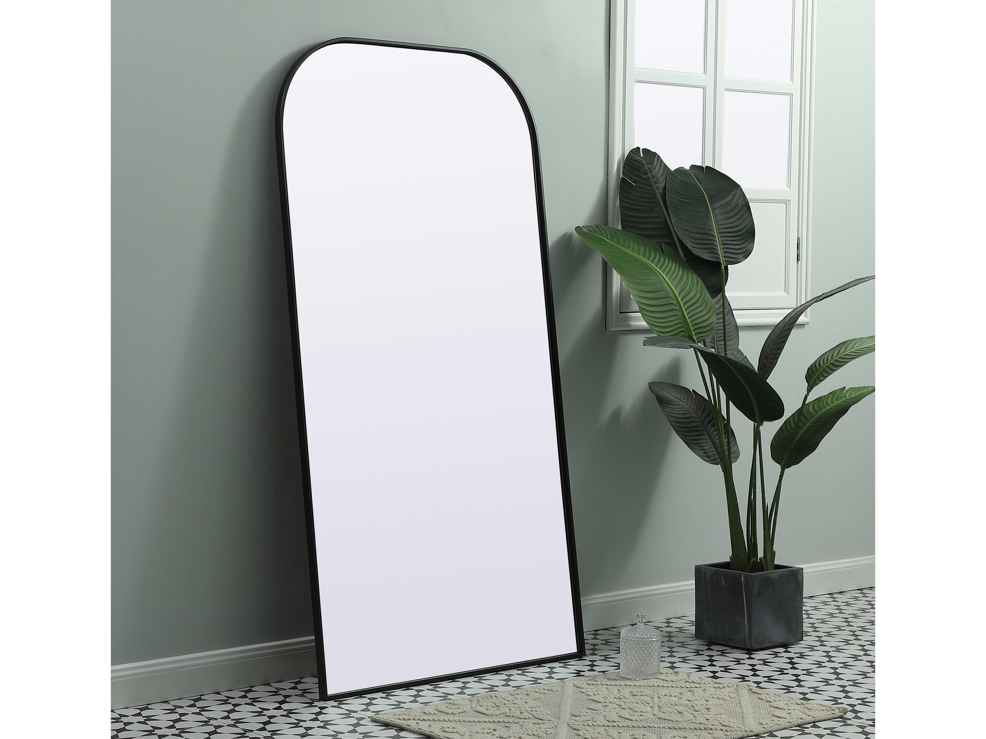 Elegant Lighting Blaire Black Arch Floor Mirror