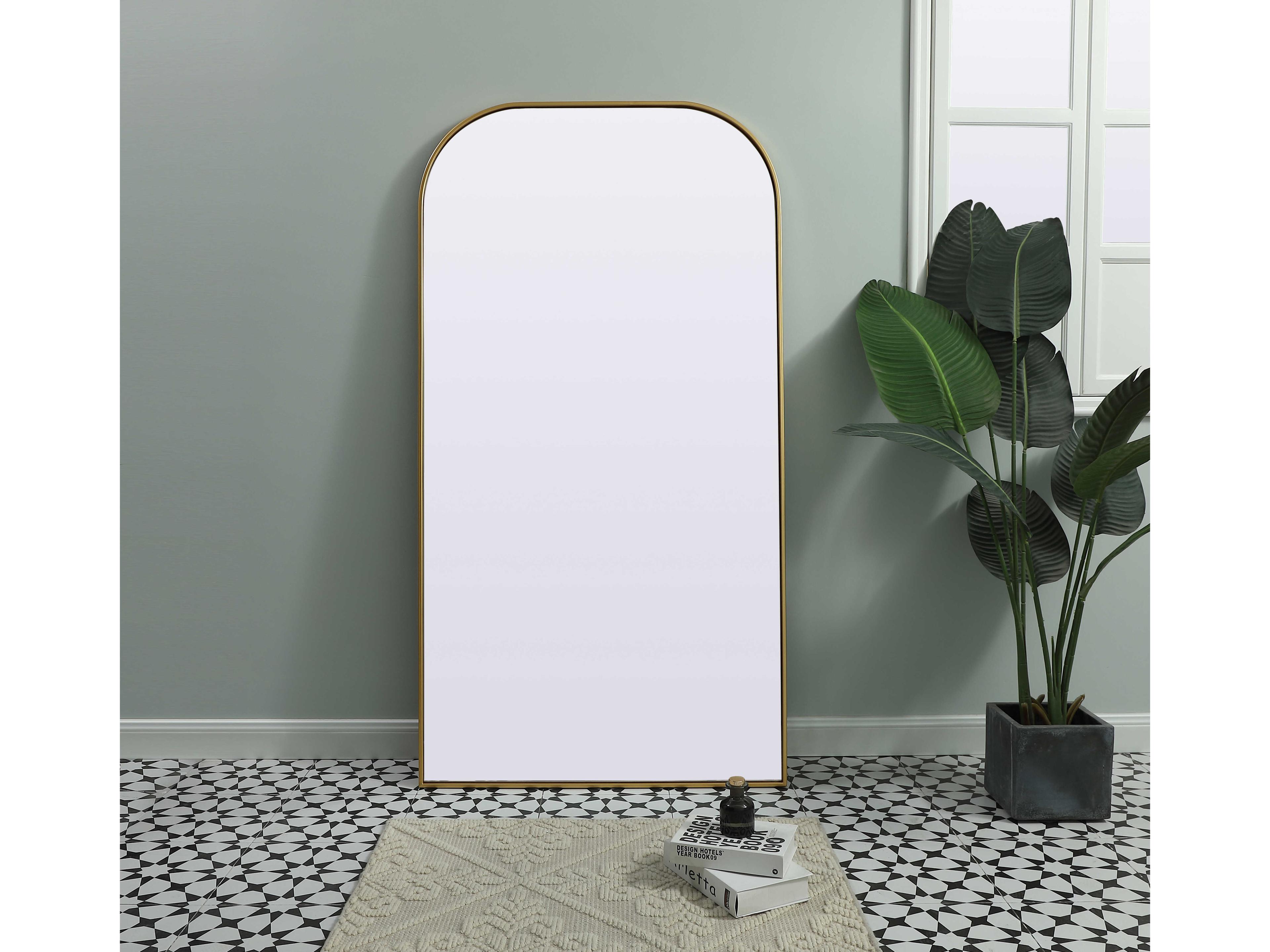 Elegant Lighting Blaire Brass Arch Floor Mirror