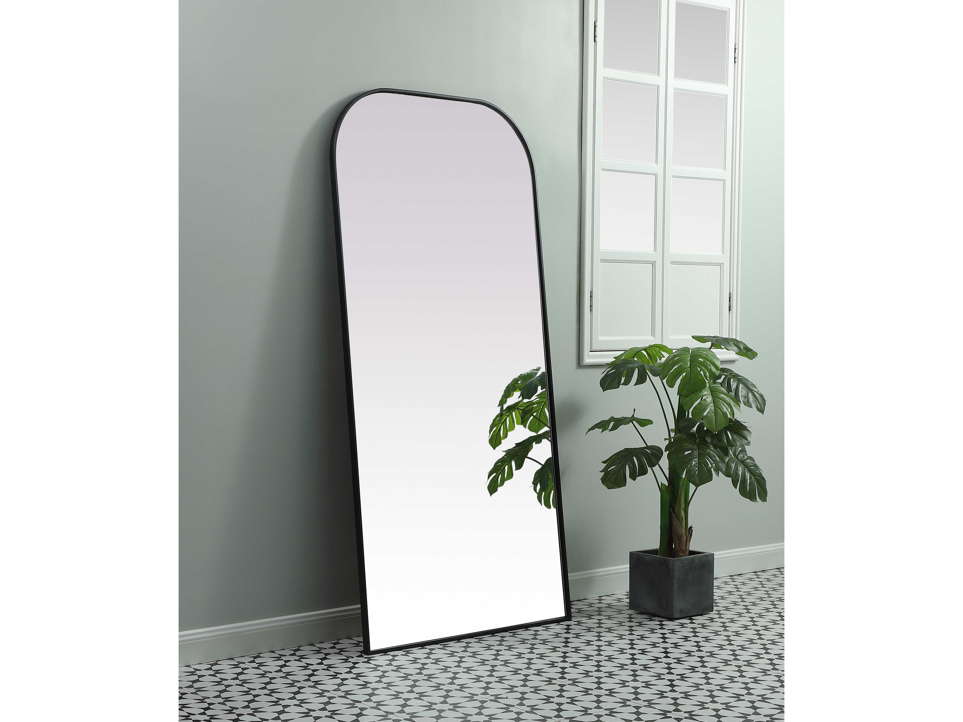 Elegant Lighting Blaire Black Arch Floor Mirror