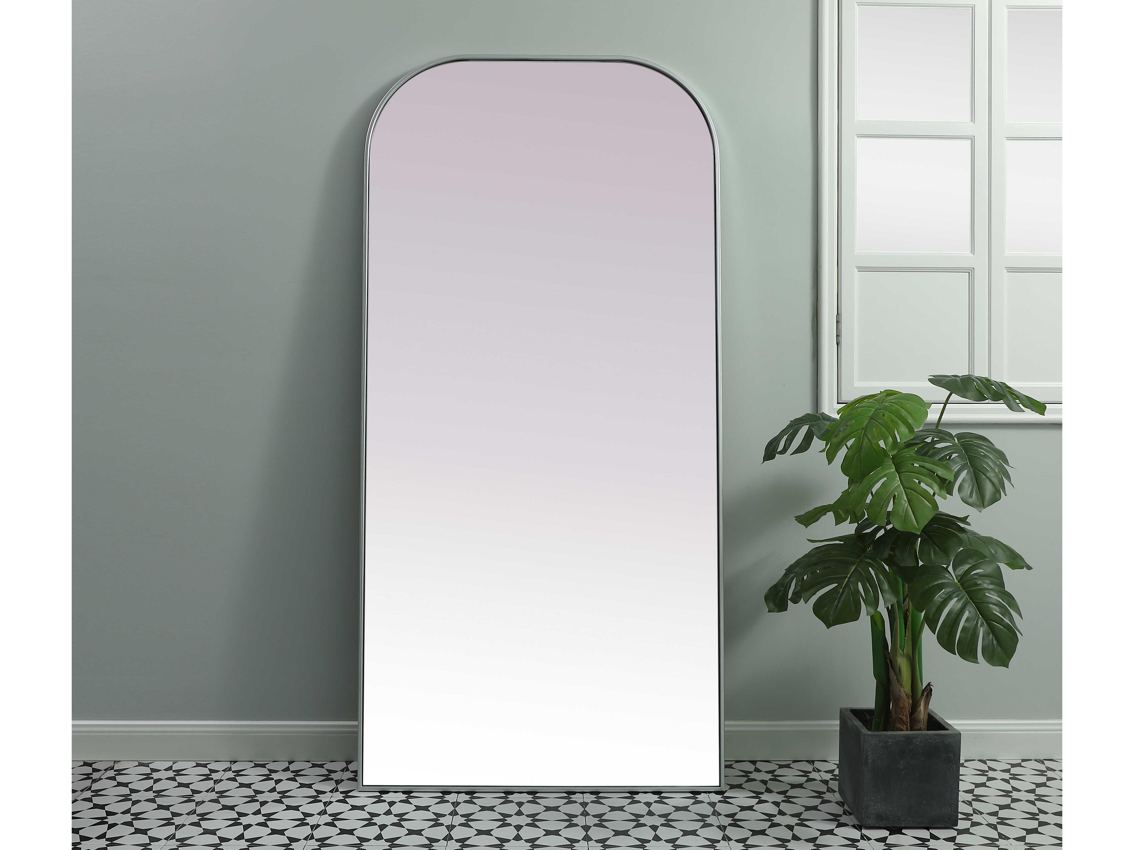 Elegant Lighting Blaire Silver Arch Floor Mirror