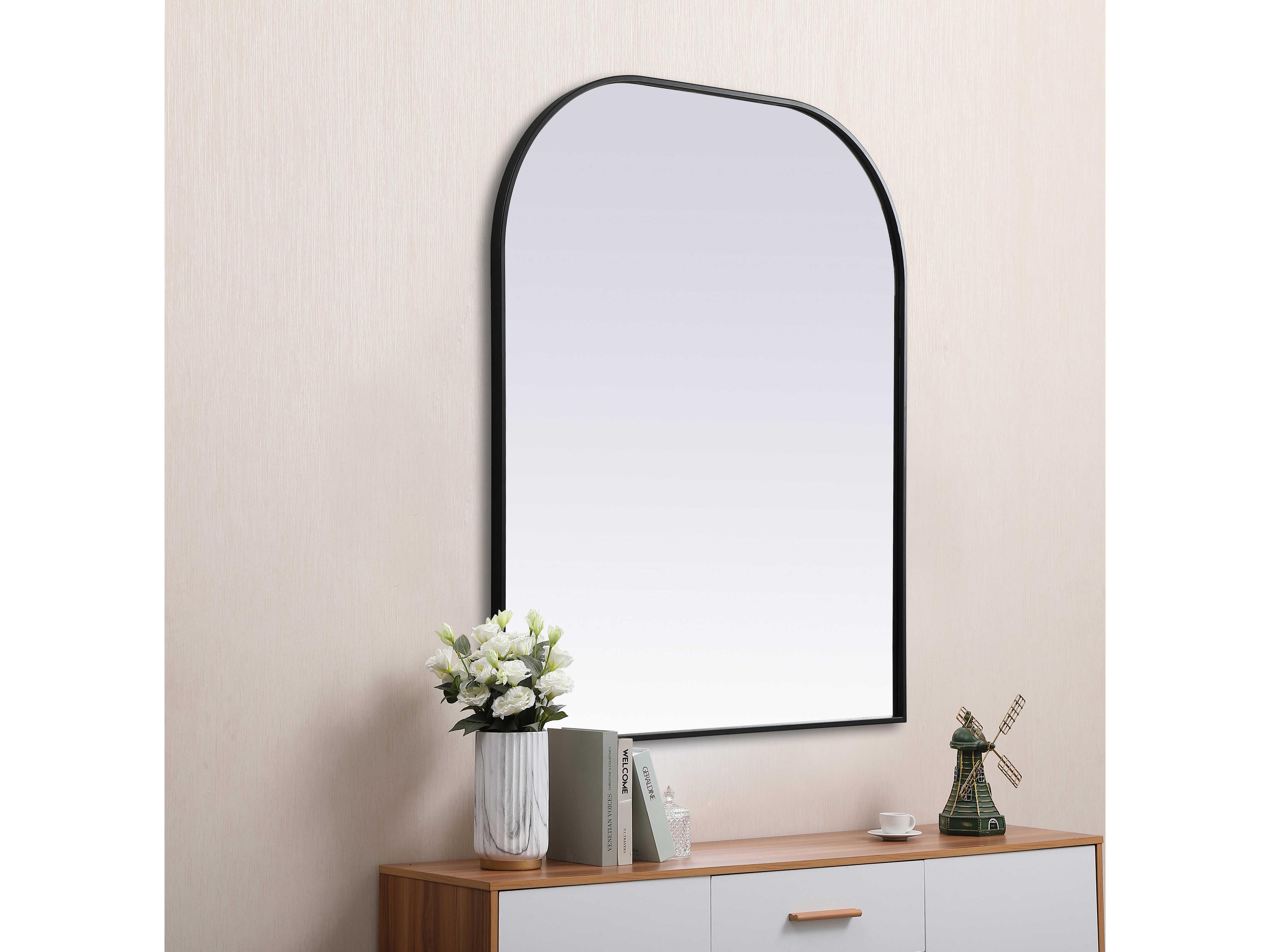 Elegant Lighting Blaire Black Arch Wall Mirror