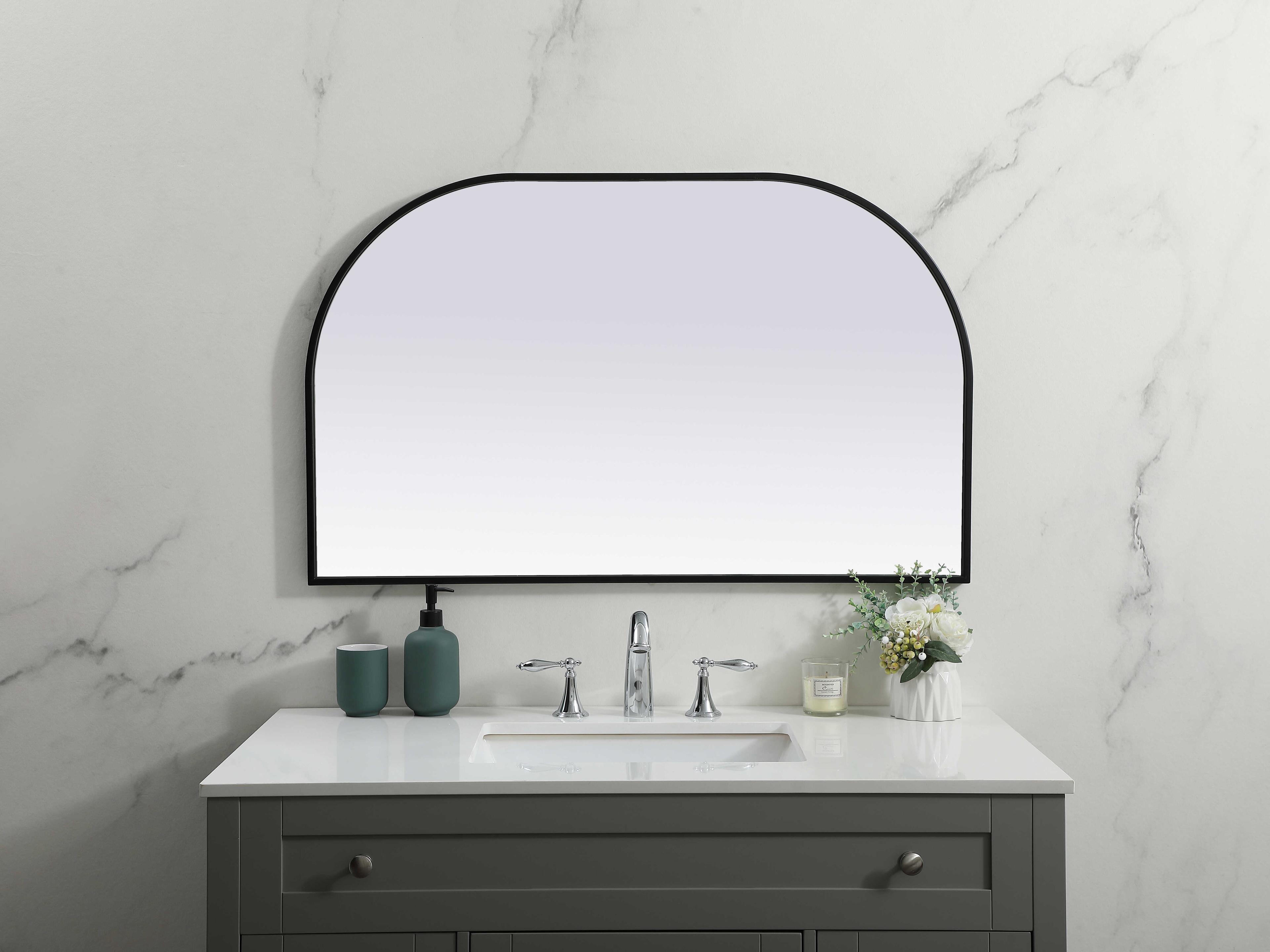 Elegant Lighting Blaire Black Arch Wall Mirror