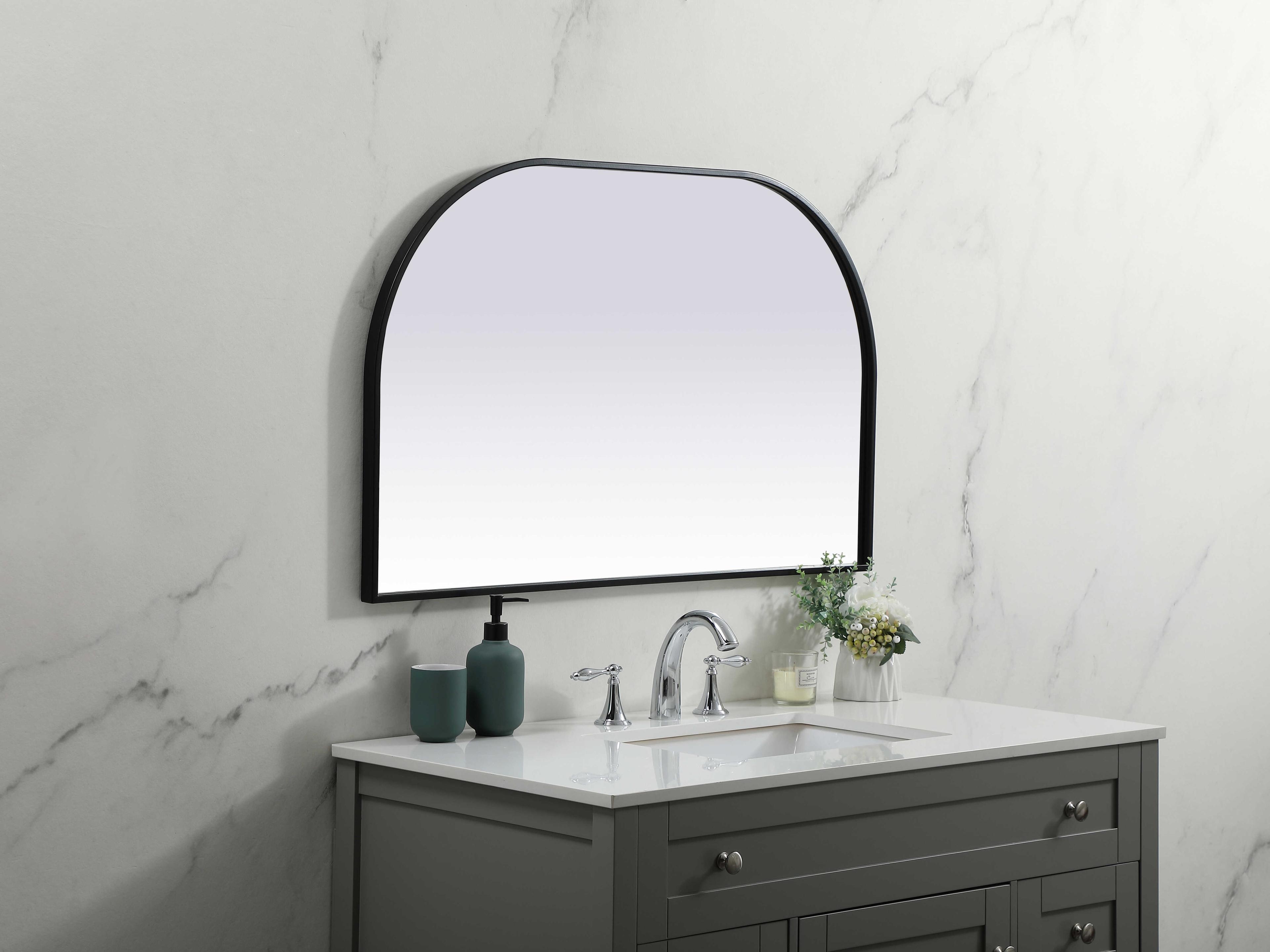 Elegant Lighting Blaire Black Arch Wall Mirror