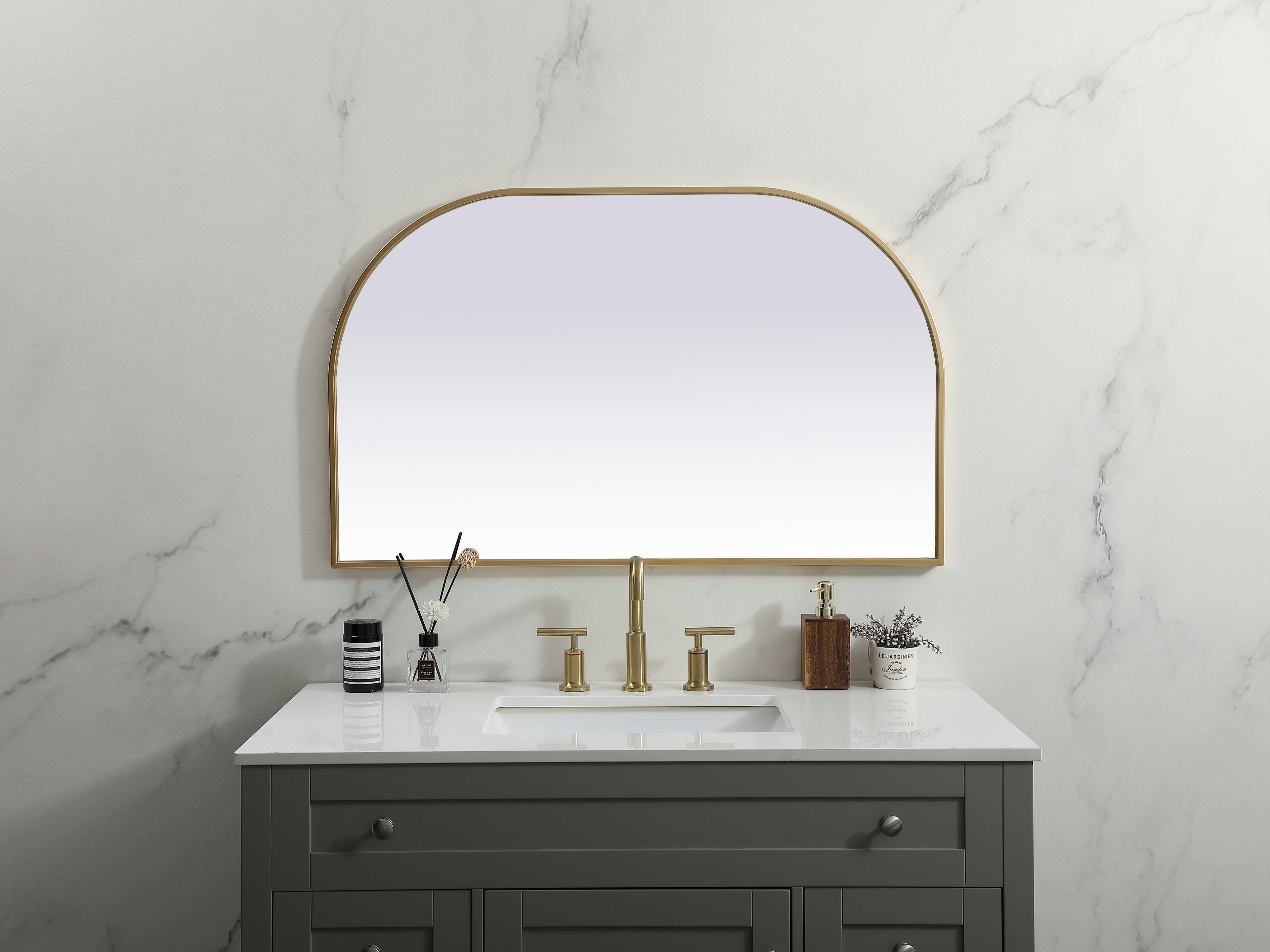 Elegant Lighting Blaire Brass Arch Wall Mirror