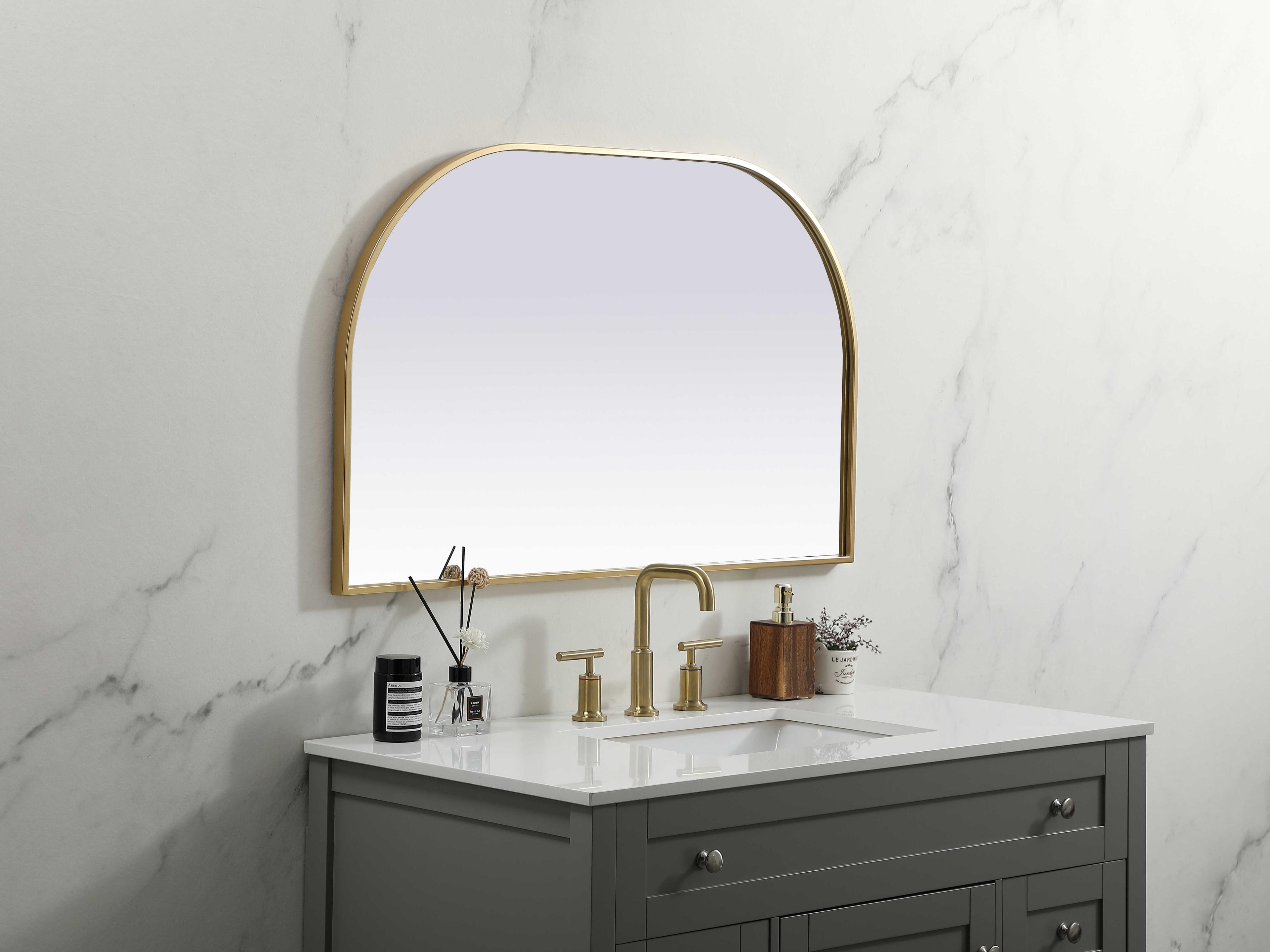 Elegant Lighting Blaire Brass Arch Wall Mirror