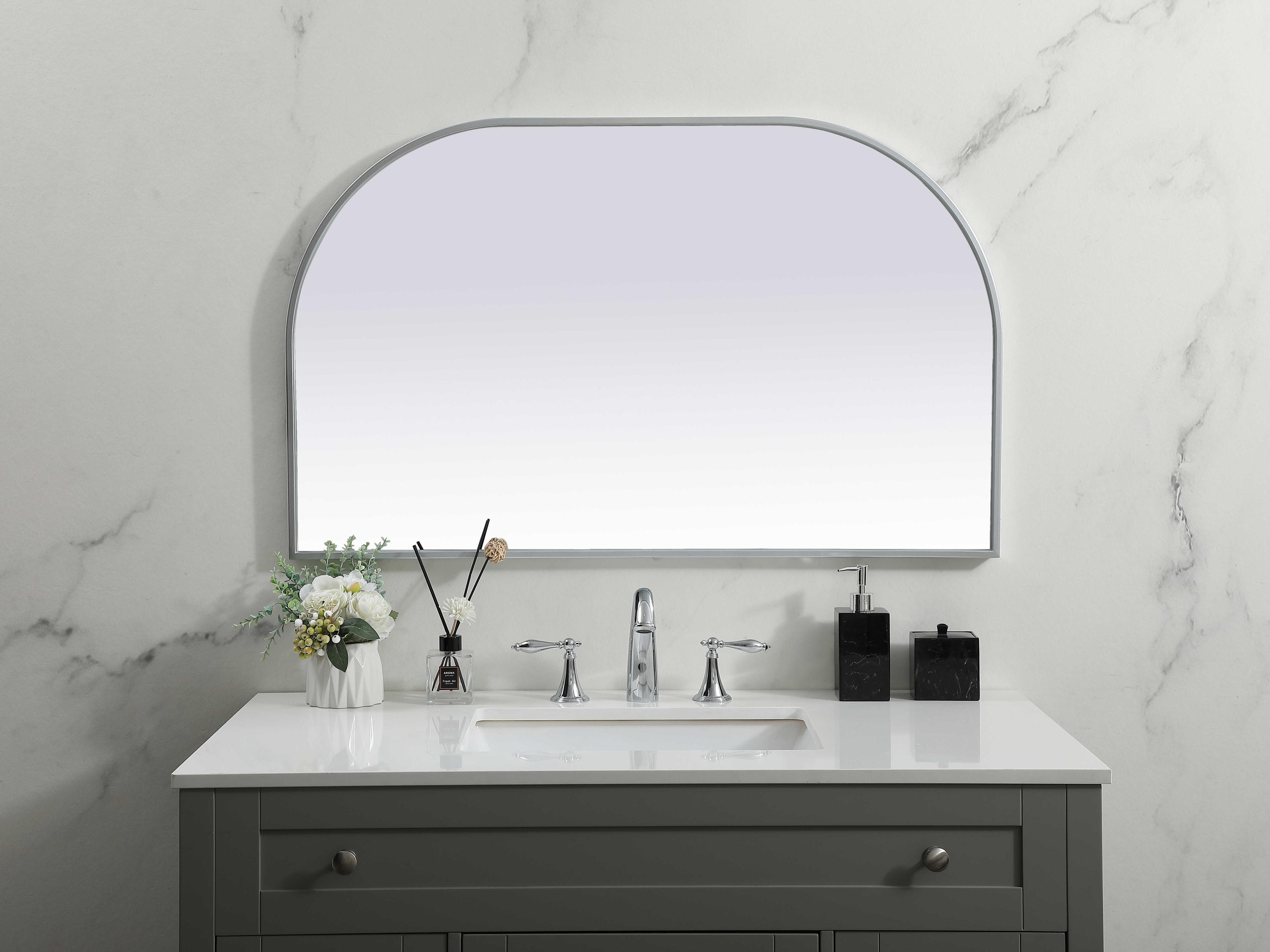 Elegant Lighting Blaire Silver Arch Wall Mirror