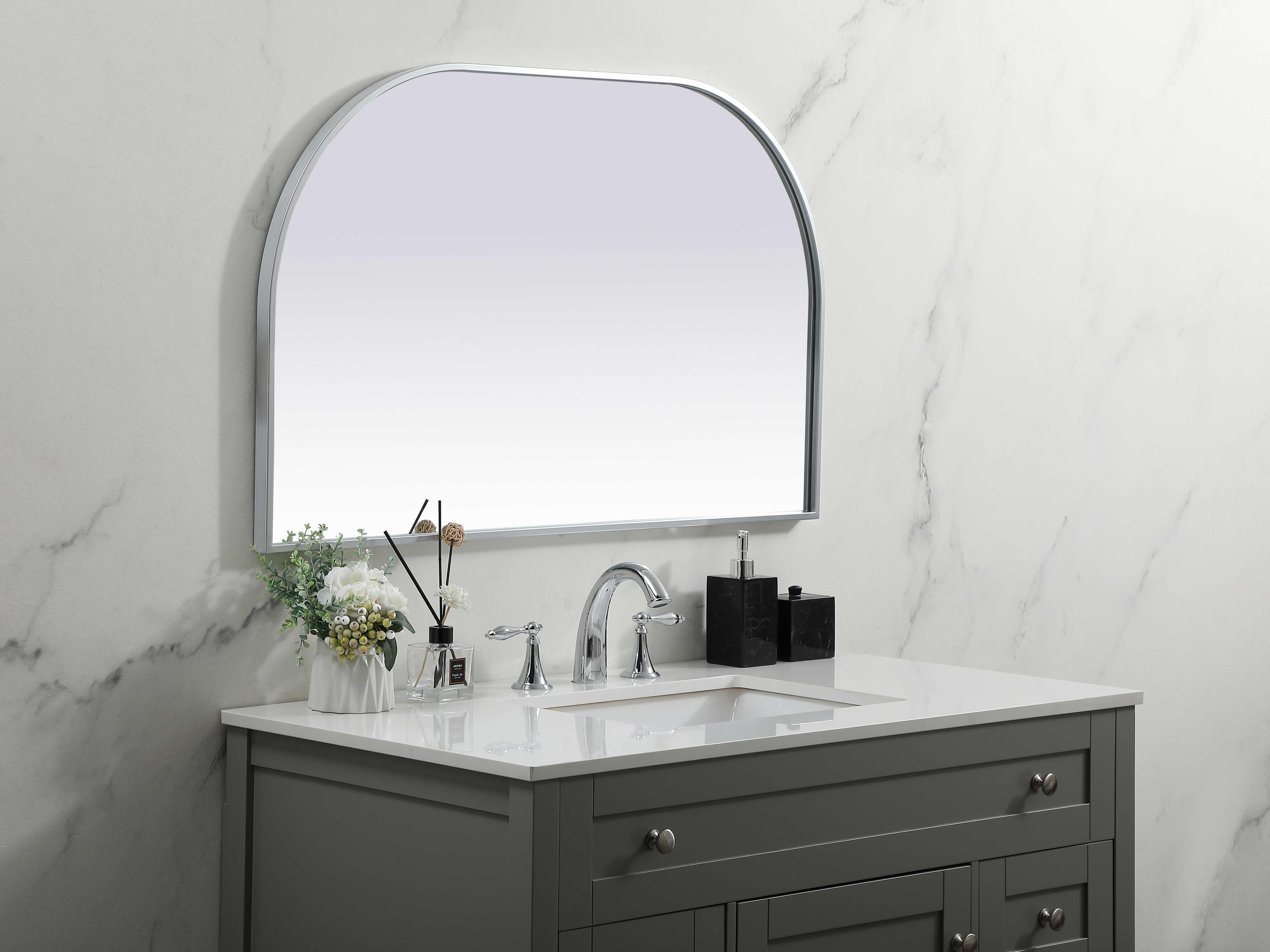 Elegant Lighting Blaire Silver Arch Wall Mirror