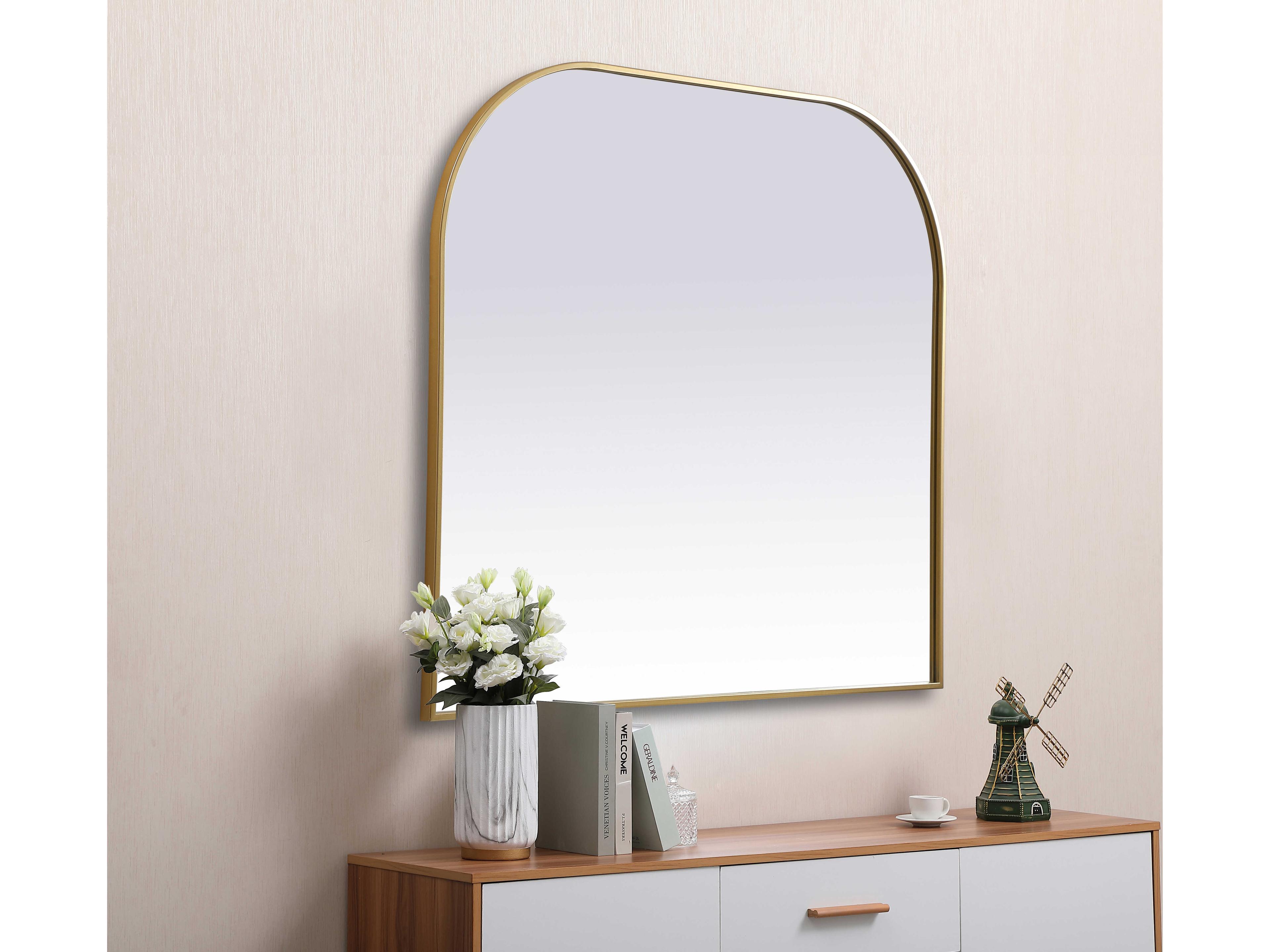 Elegant Lighting Blaire Brass Arch Wall Mirror