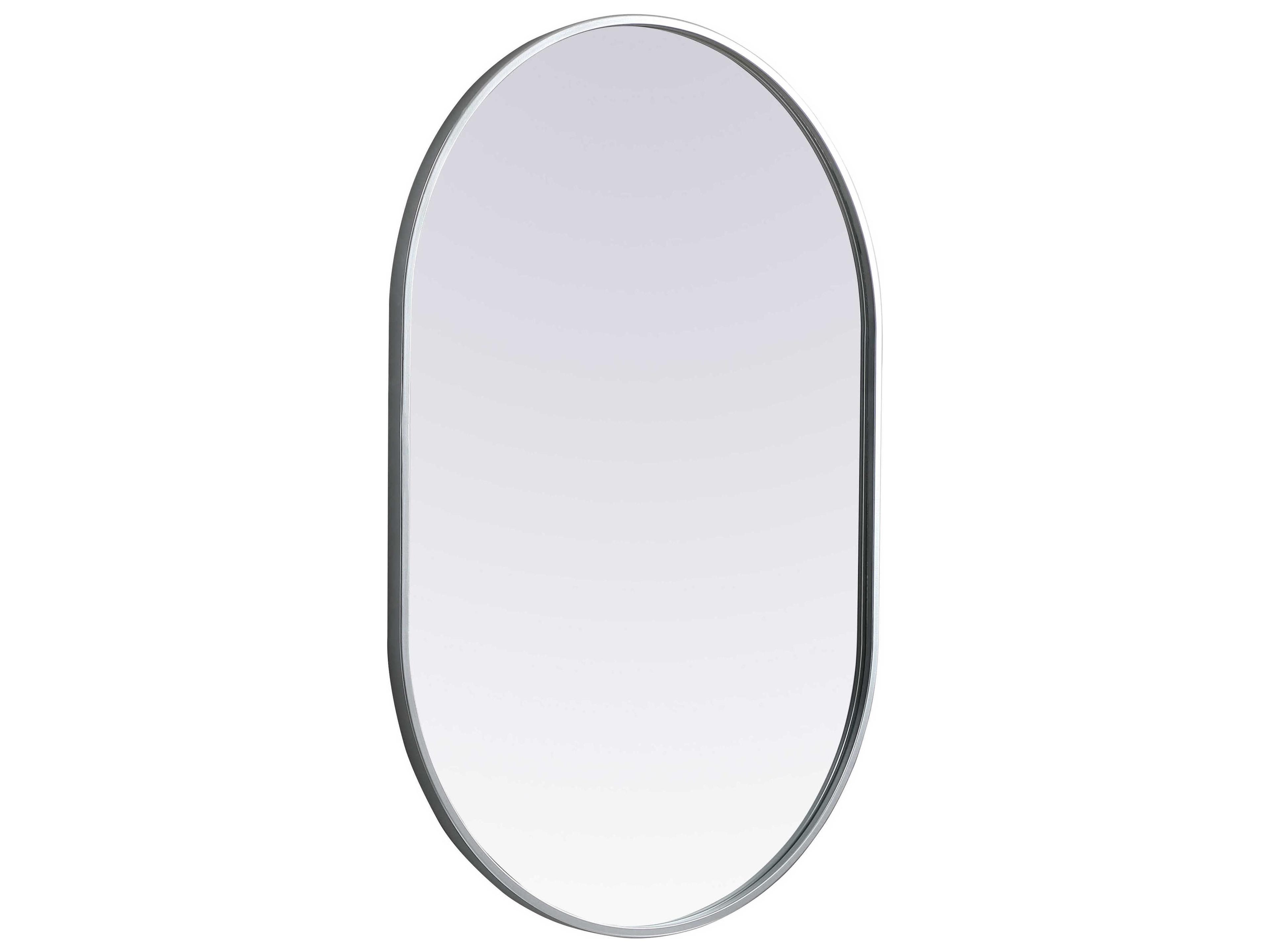 Elegant Lighting Asha Silver Oval Wall Mirror