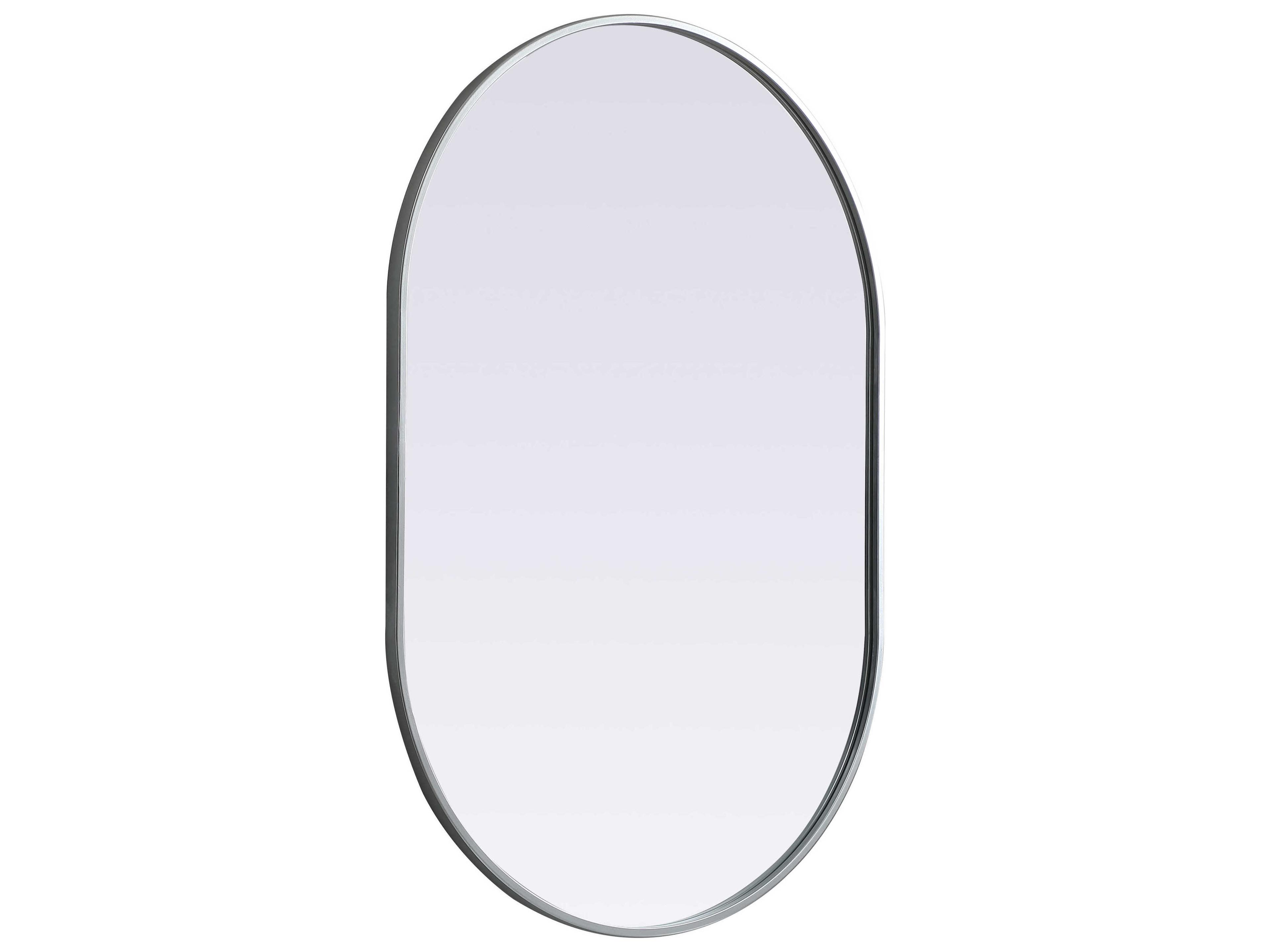 Elegant Lighting Asha Silver Oval Wall Mirror