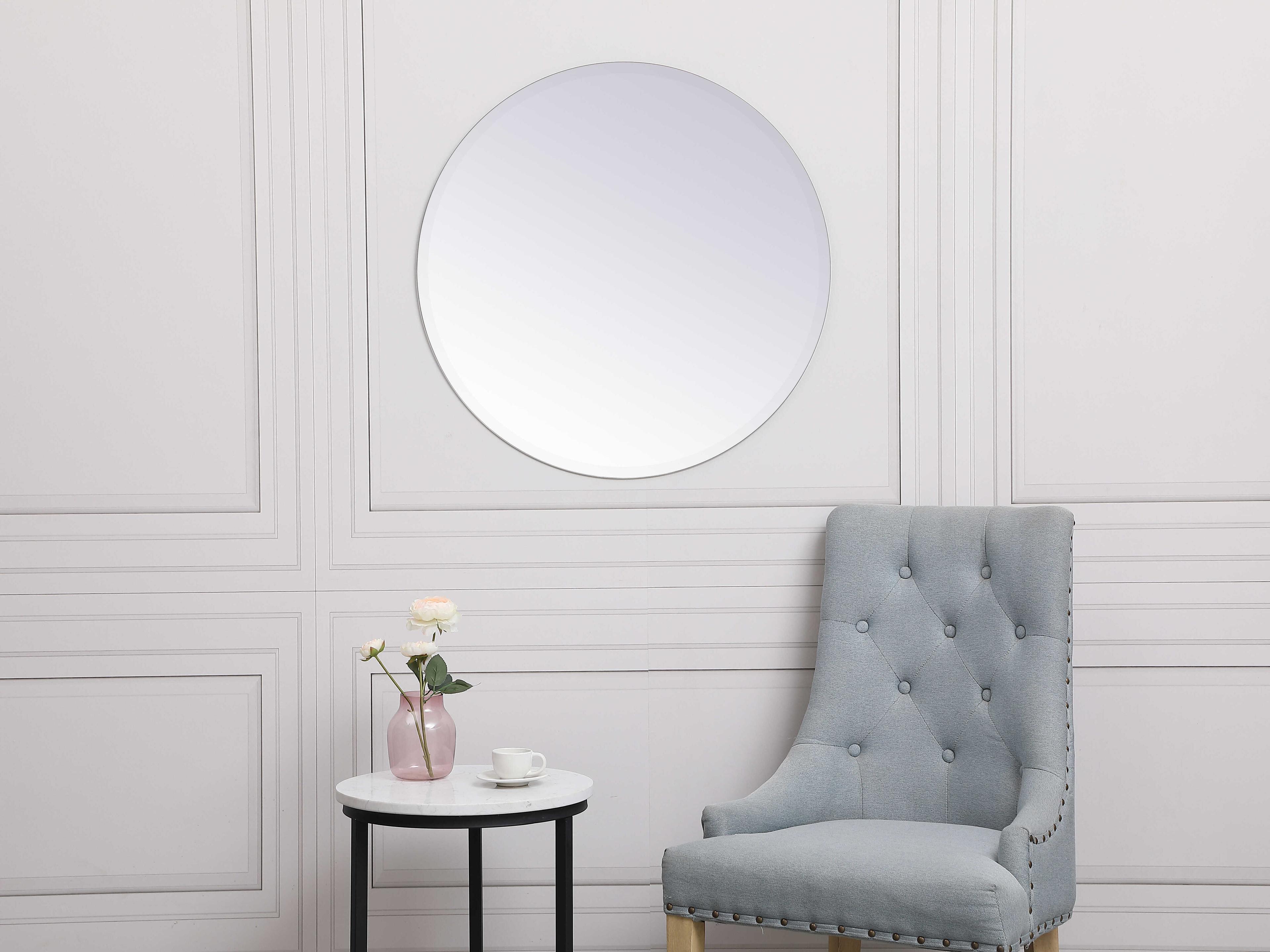 Elegant Lighting Gracin Clear Round Wall Mirror
