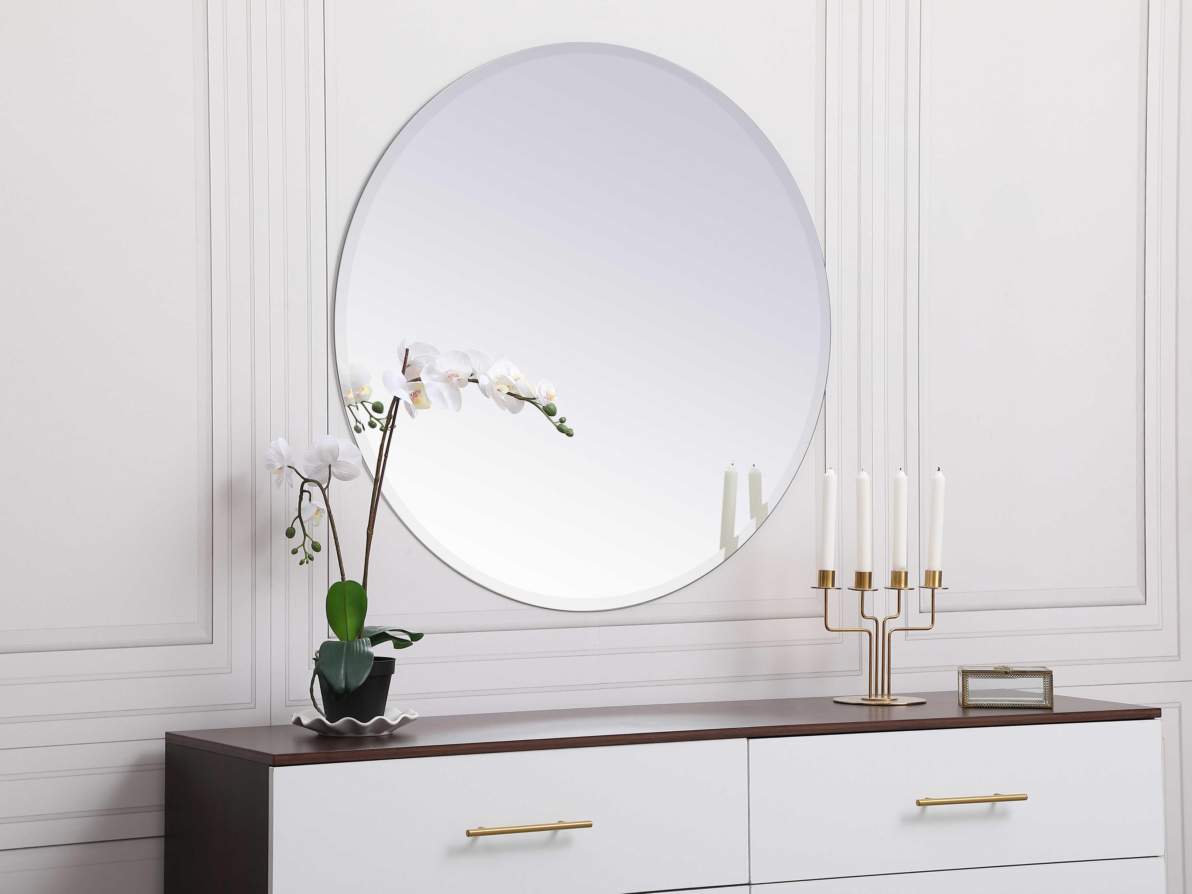 Elegant Lighting Gracin Clear Round Wall Mirror