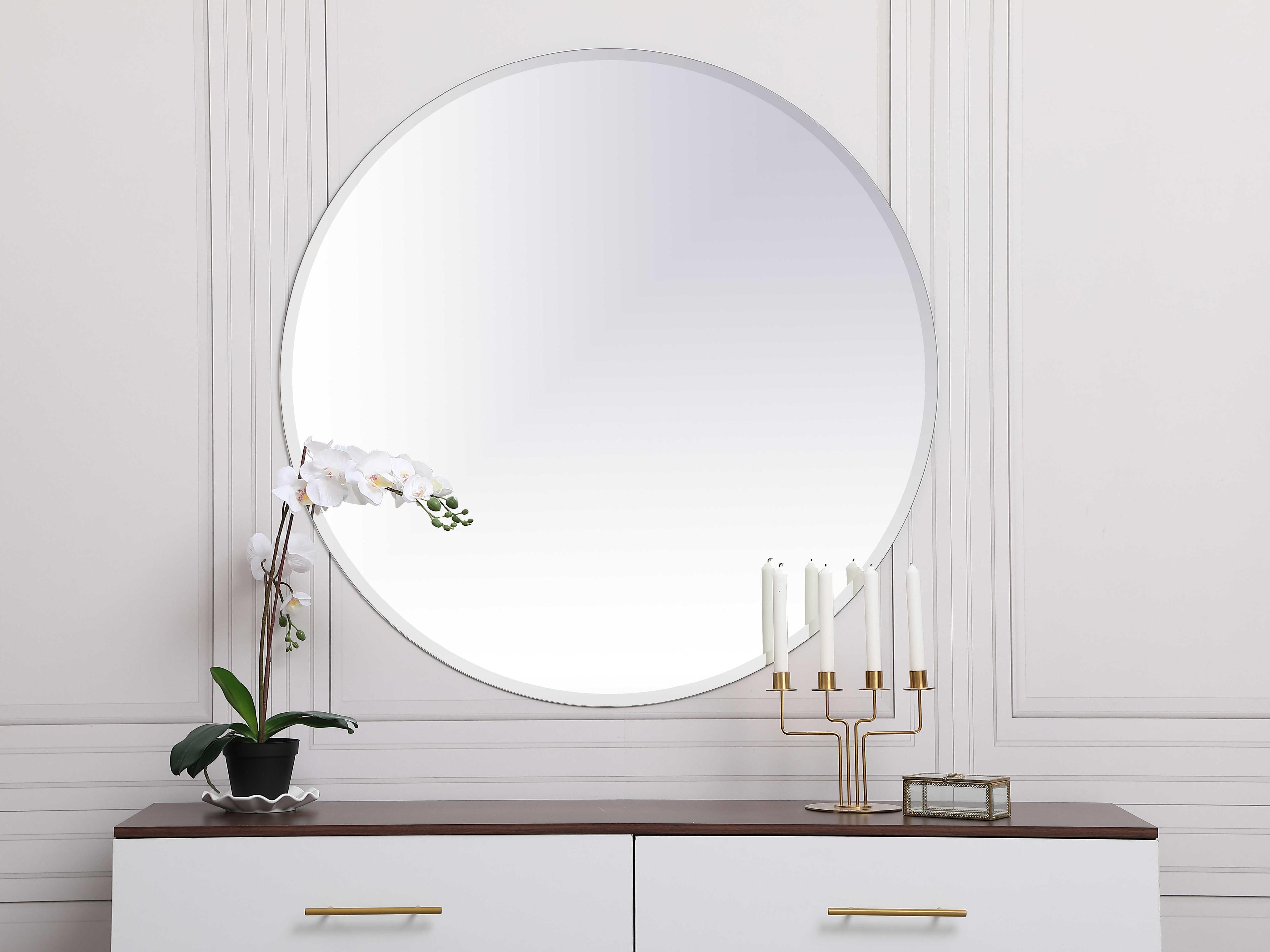 Elegant Lighting Gracin Clear Round Wall Mirror