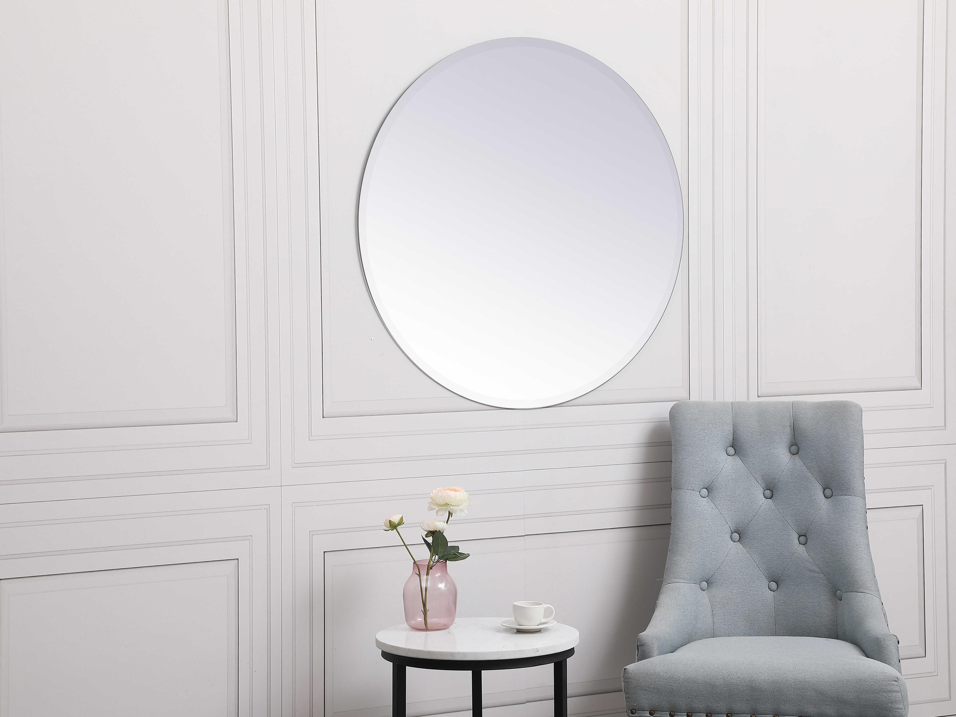 Elegant Lighting Metropolitan Clear Round Wall Mirror