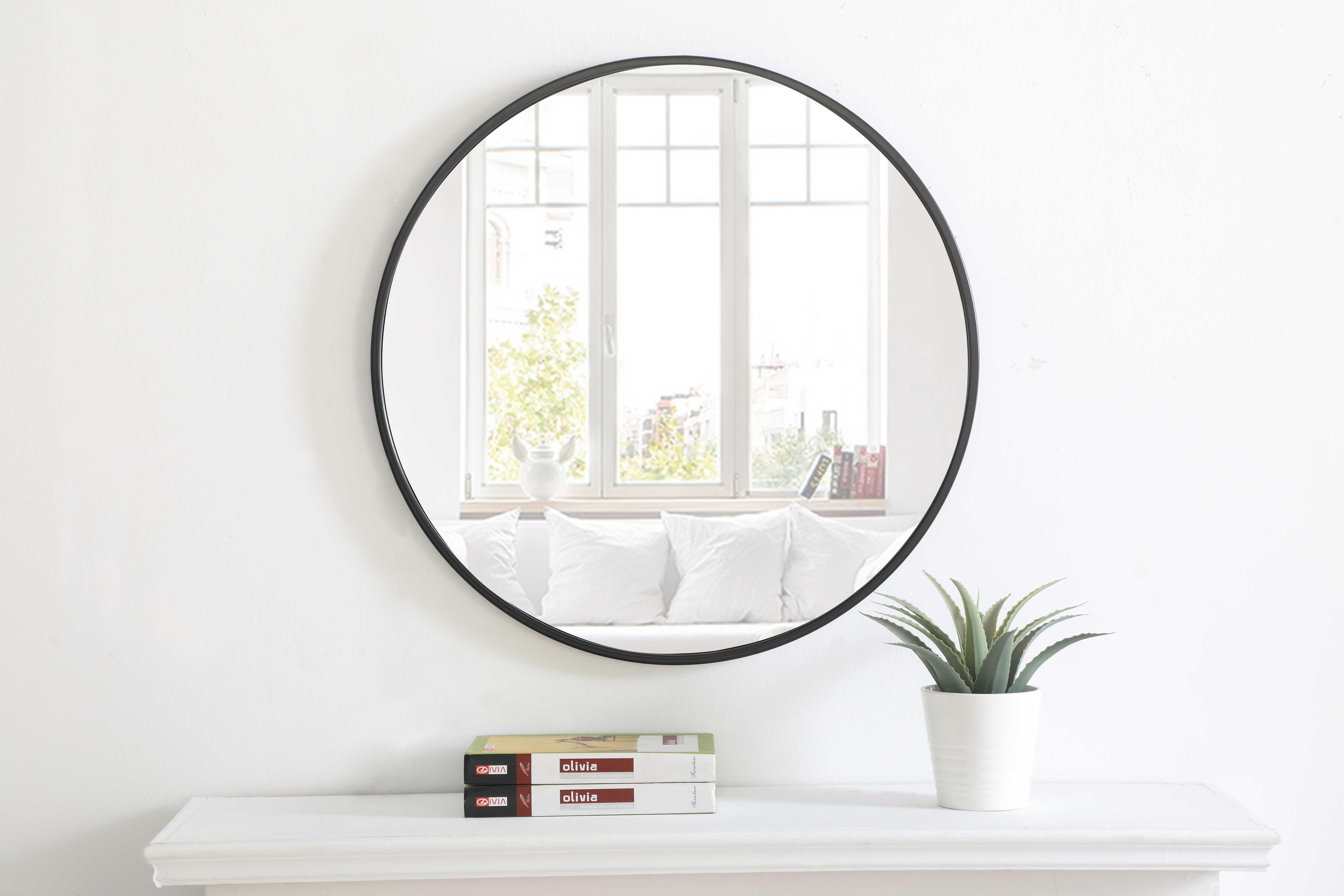 Elegant Lighting Eternity Black Round Wall Mirror