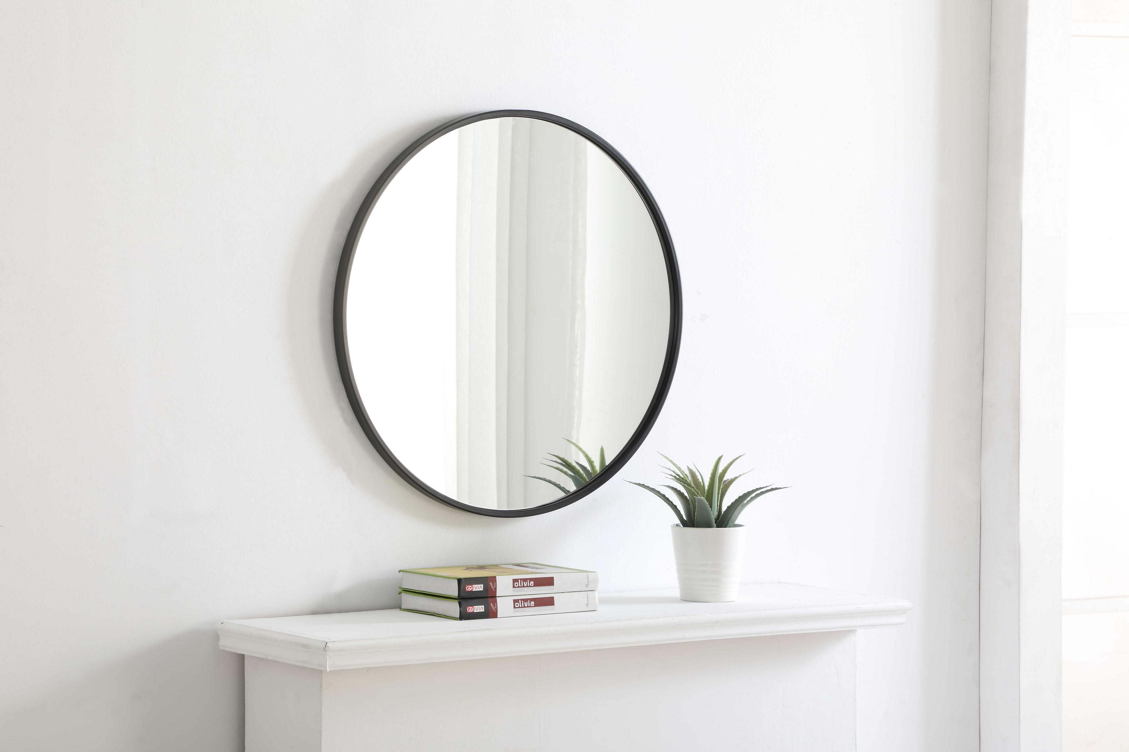Elegant Lighting Eternity Black Round Wall Mirror