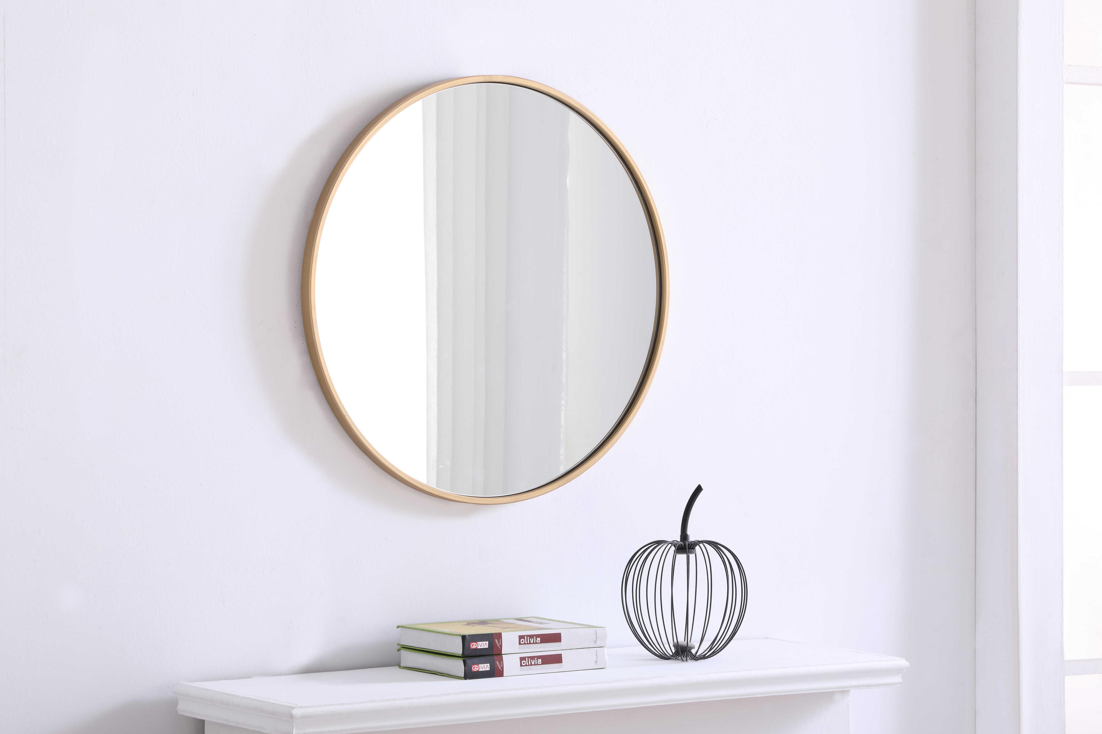 Elegant Lighting Eternity Brass Round Wall Mirror