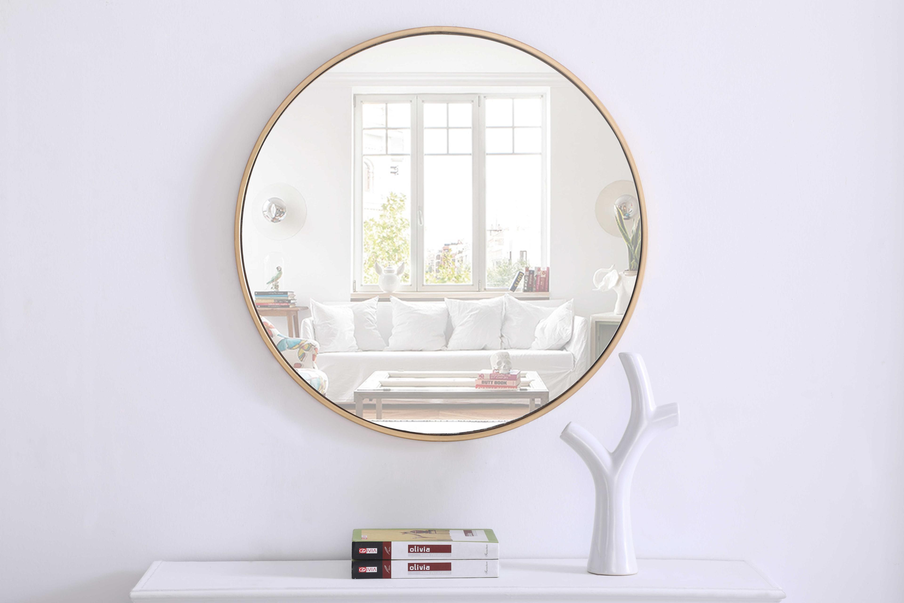 Elegant Lighting Eternity Brass Round Wall Mirror
