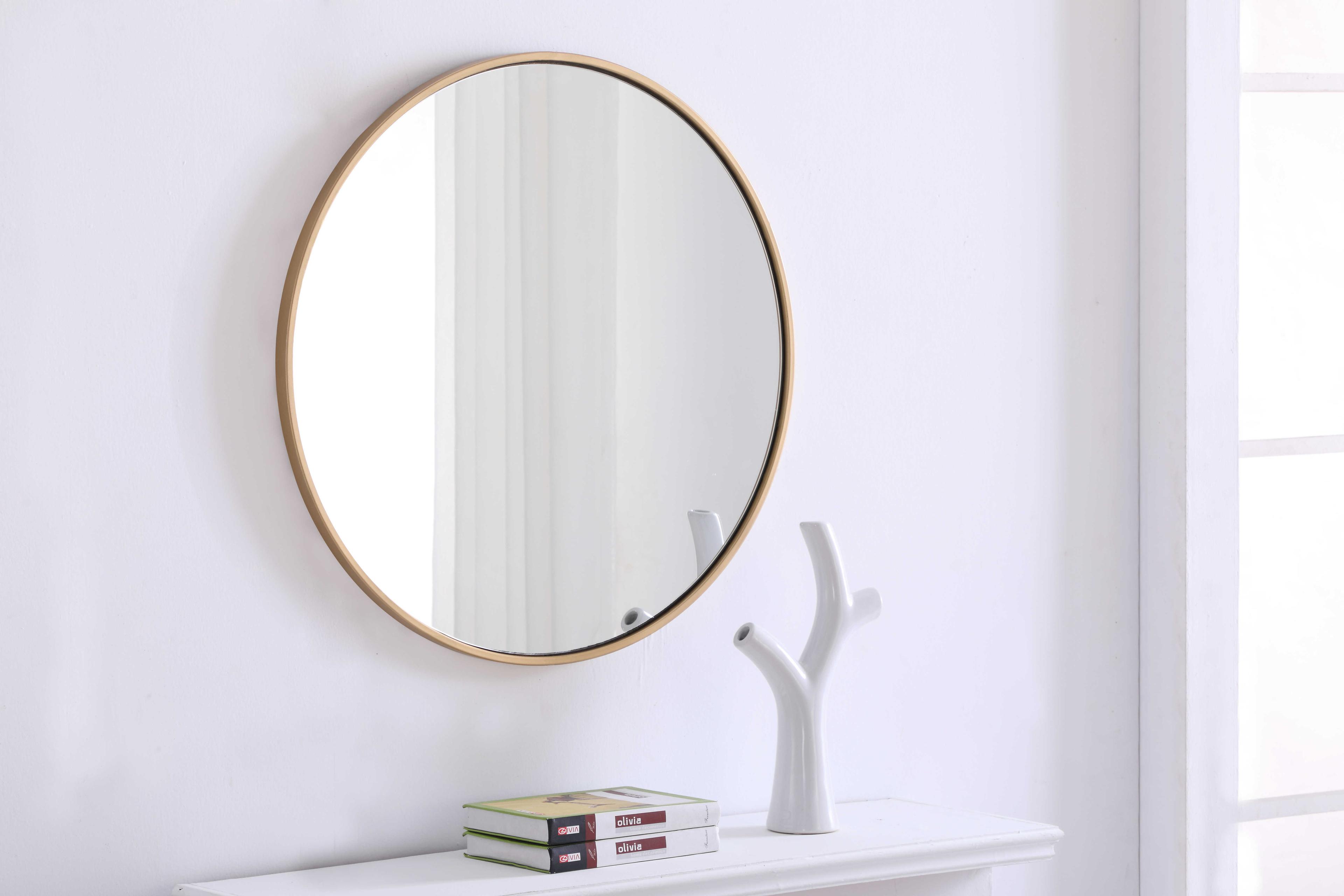 Elegant Lighting Eternity Brass Round Wall Mirror