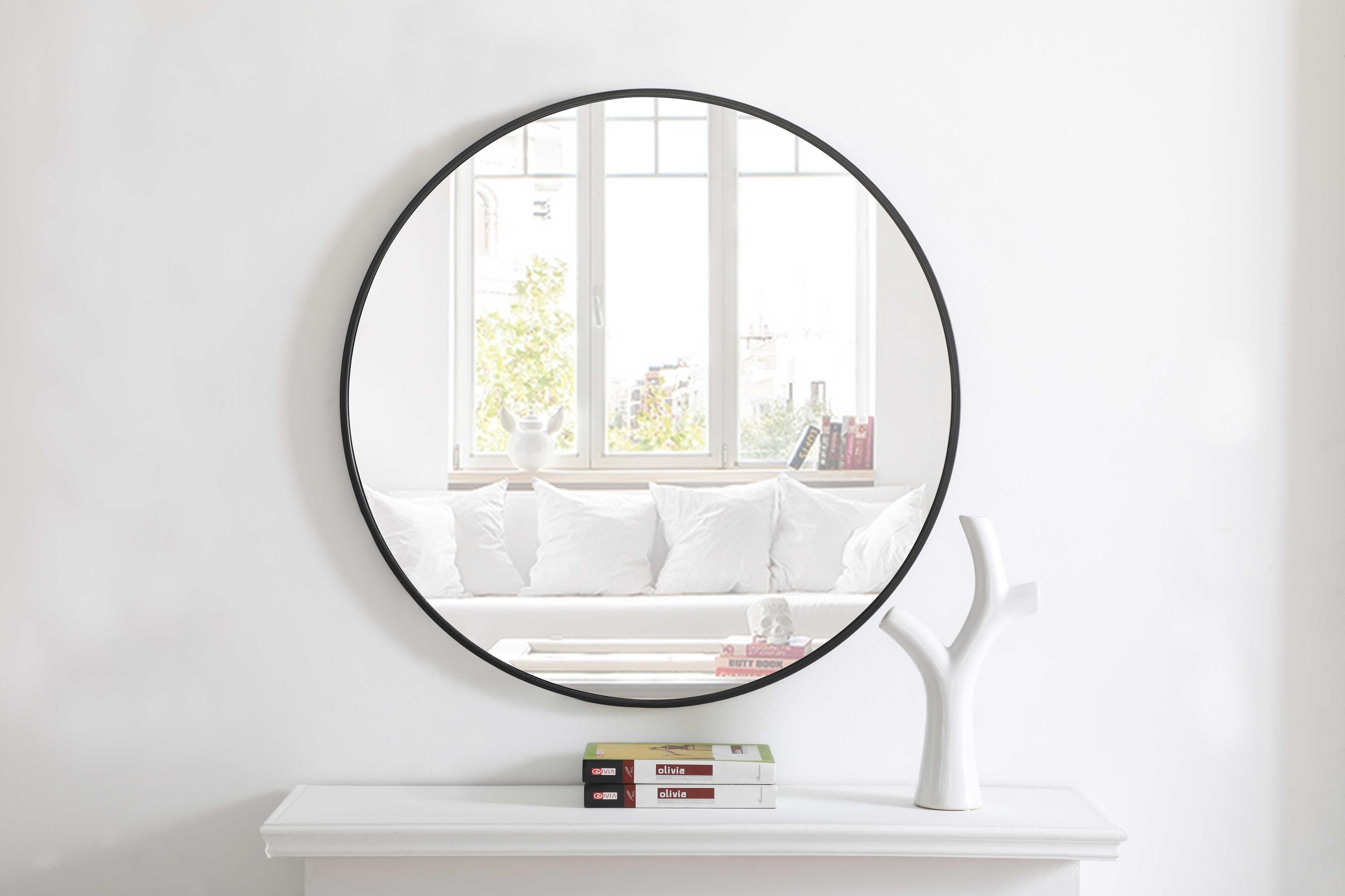 Elegant Lighting Eternity Black Round Wall Mirror