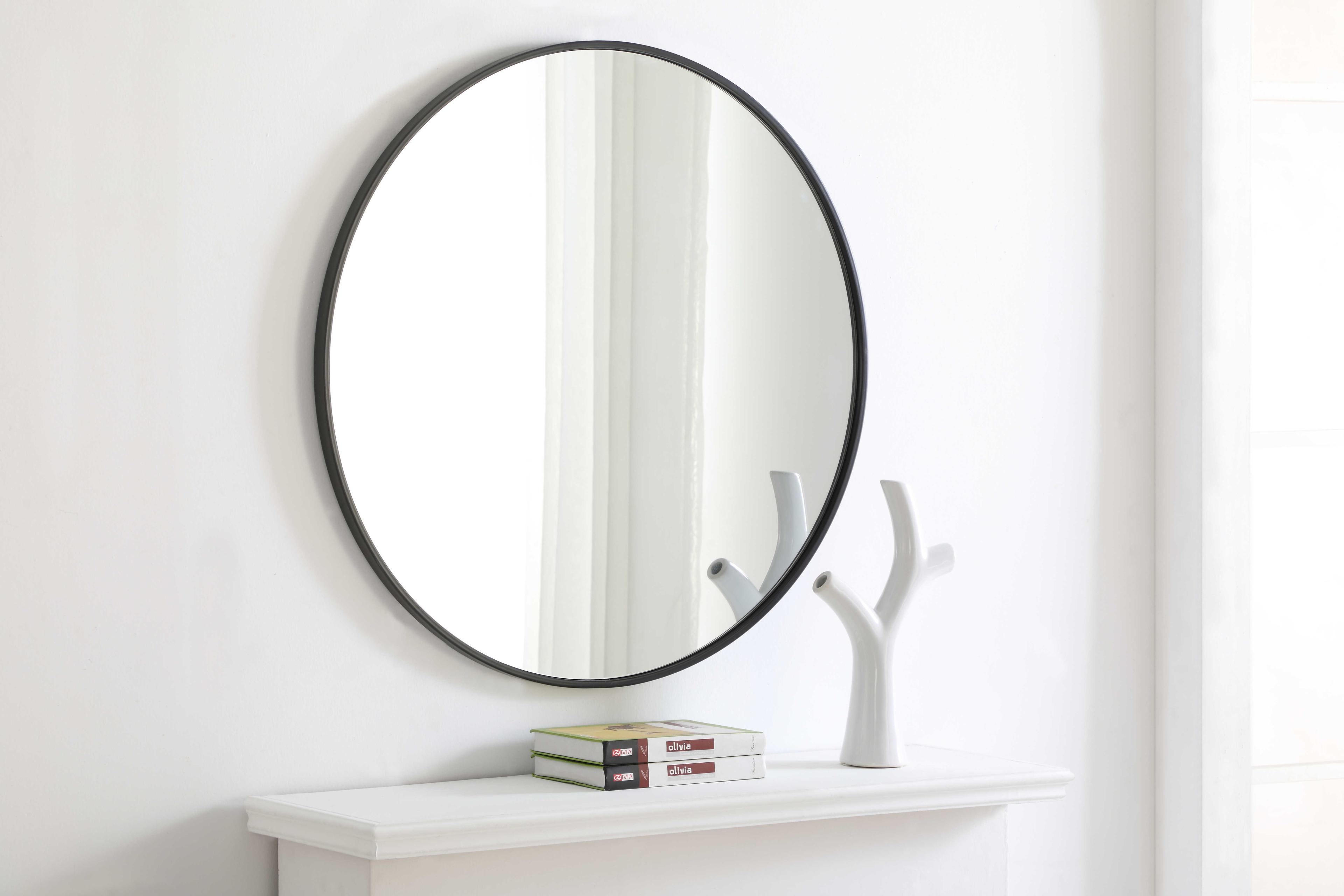 Elegant Lighting Eternity Black Round Wall Mirror
