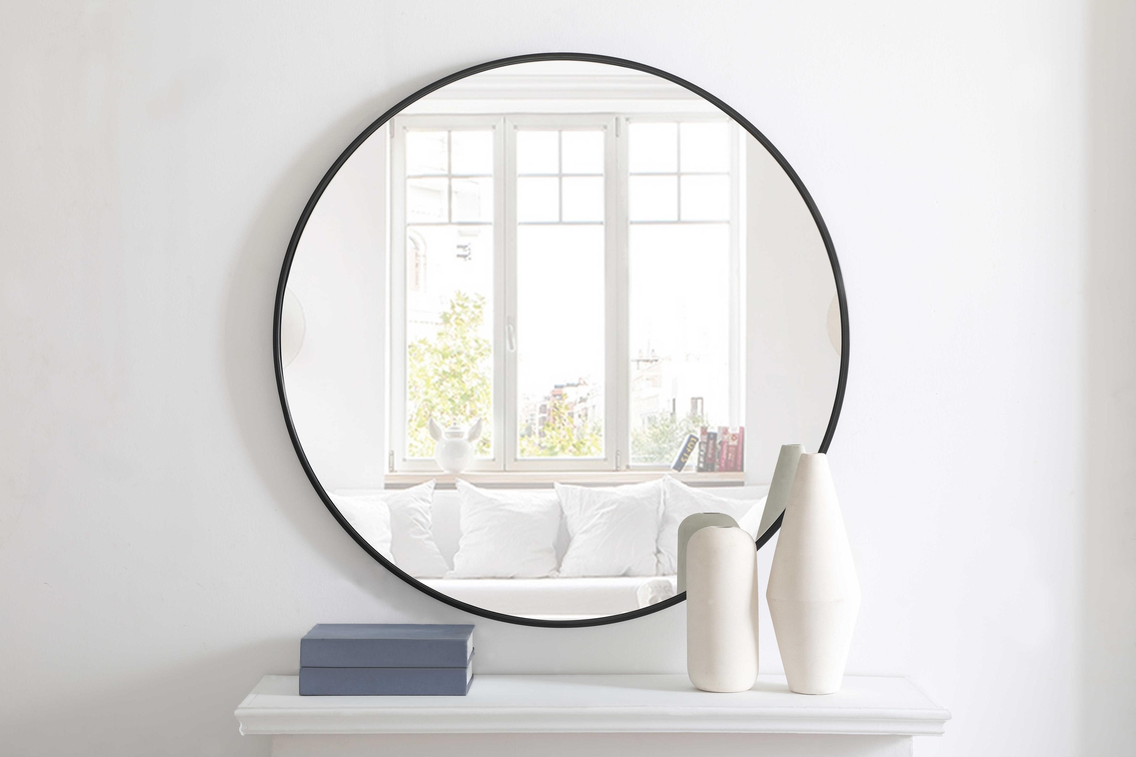 Elegant Lighting Eternity Black Round Wall Mirror