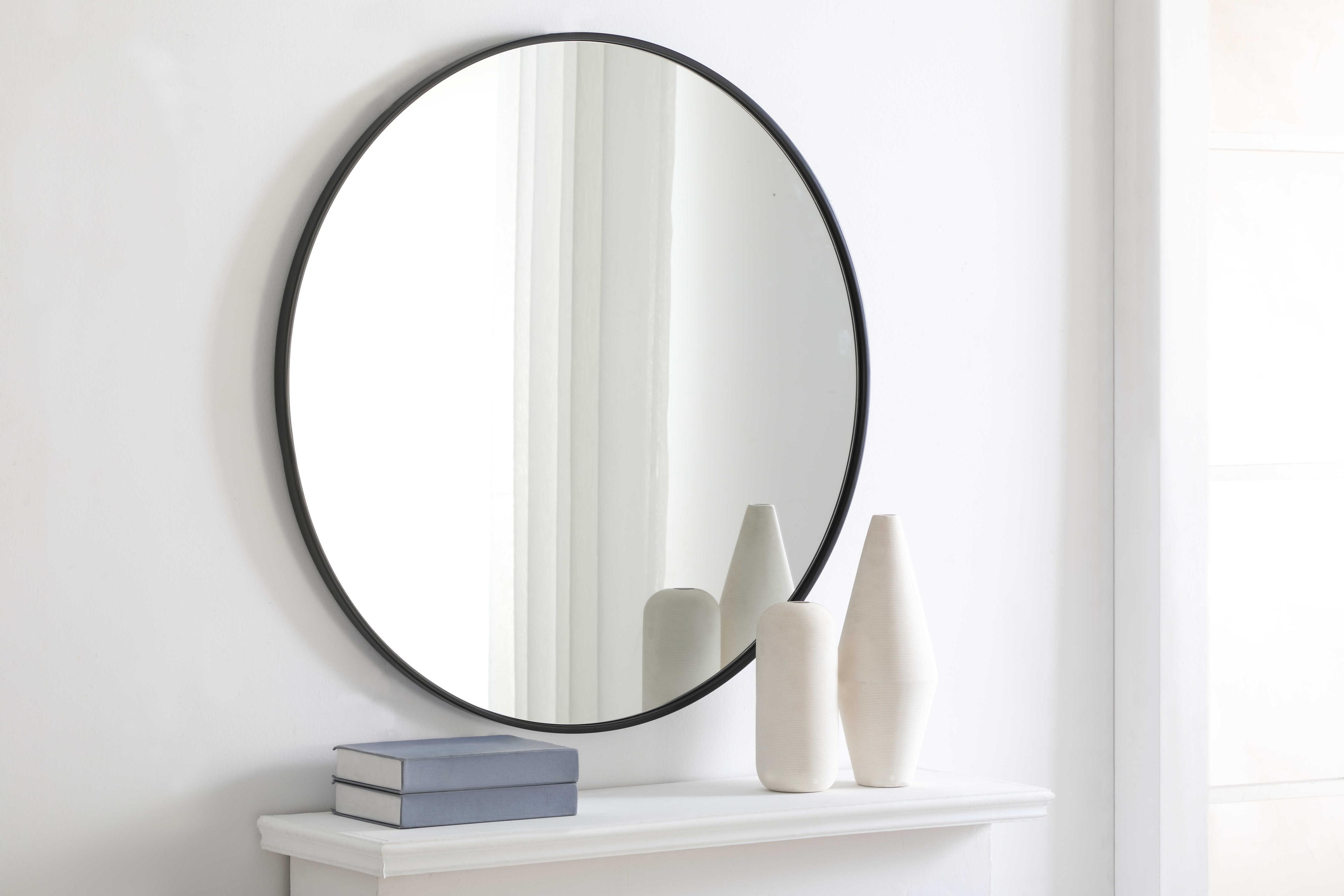 Elegant Lighting Eternity Black Round Wall Mirror