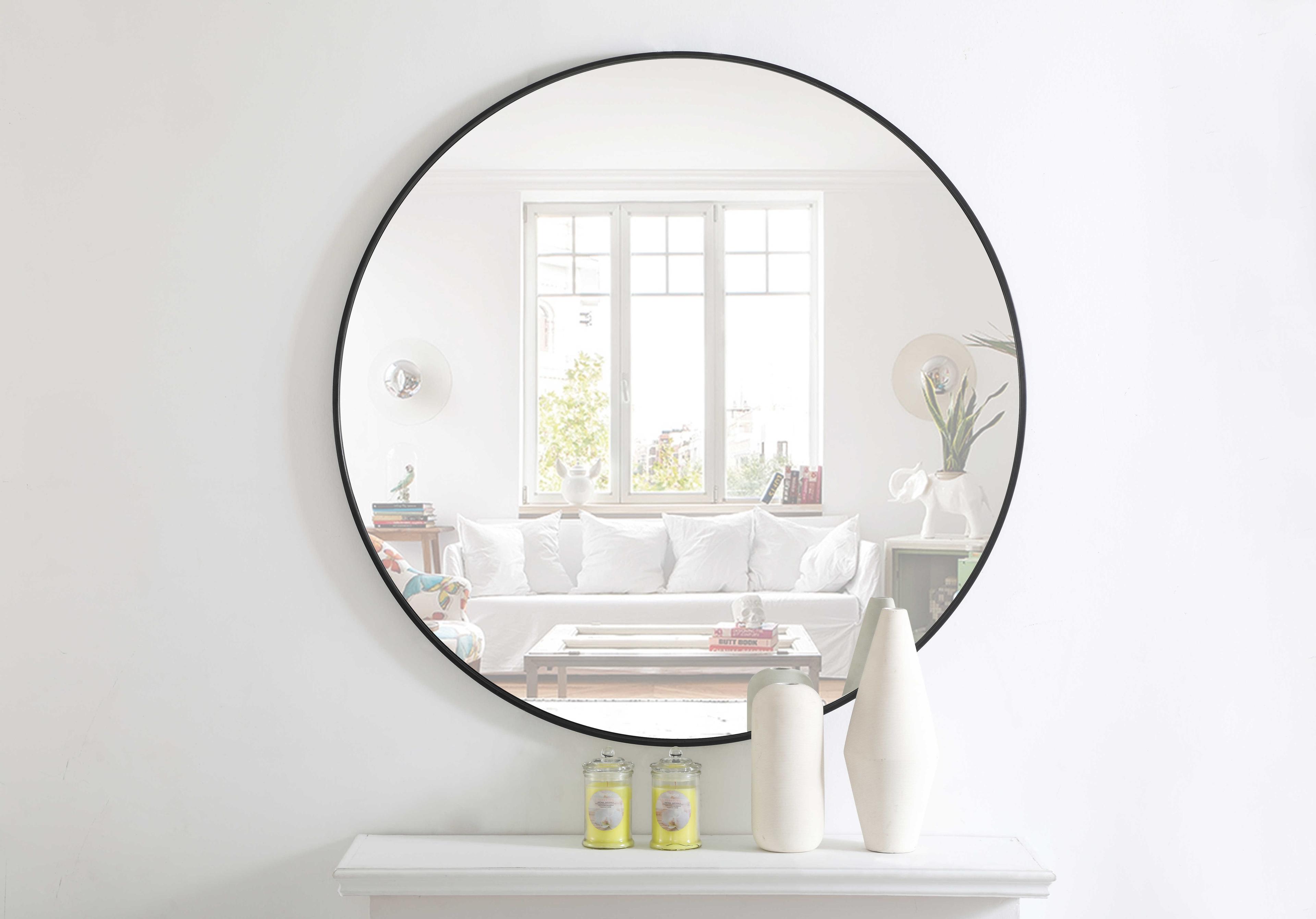 Elegant Lighting Eternity Black Round Wall Mirror